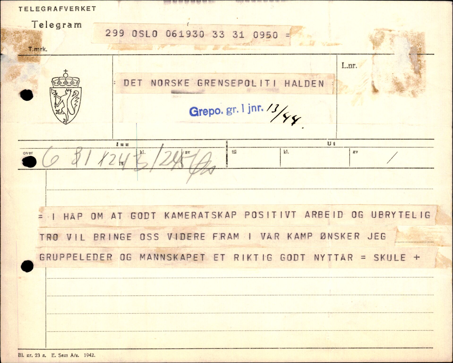 Forsvarets Overkommando. 2 kontor. Arkiv 11.4. Spredte tyske arkivsaker, AV/RA-RAFA-7031/D/Dar/Darc/L0006: BdSN, 1942-1945, p. 1426