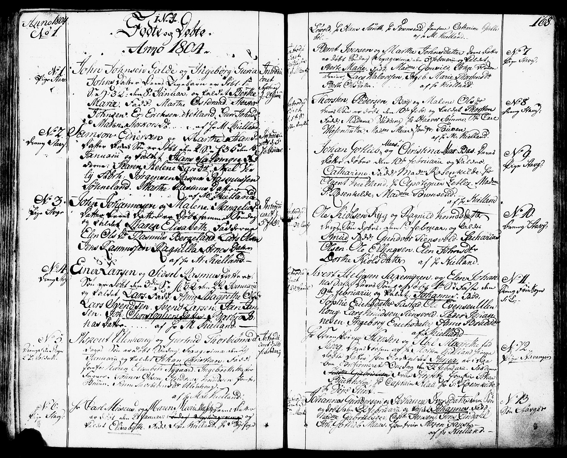 Domkirken sokneprestkontor, SAST/A-101812/001/30/30BB/L0007: Parish register (copy) no. B 7, 1791-1813, p. 168