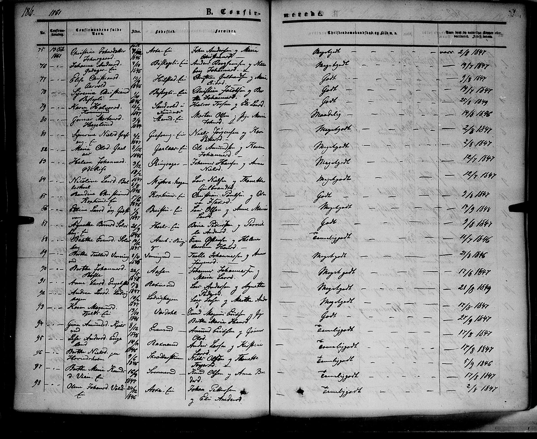 Nes prestekontor, Hedmark, AV/SAH-PREST-020/K/Ka/L0004: Parish register (official) no. 4, 1852-1886, p. 186