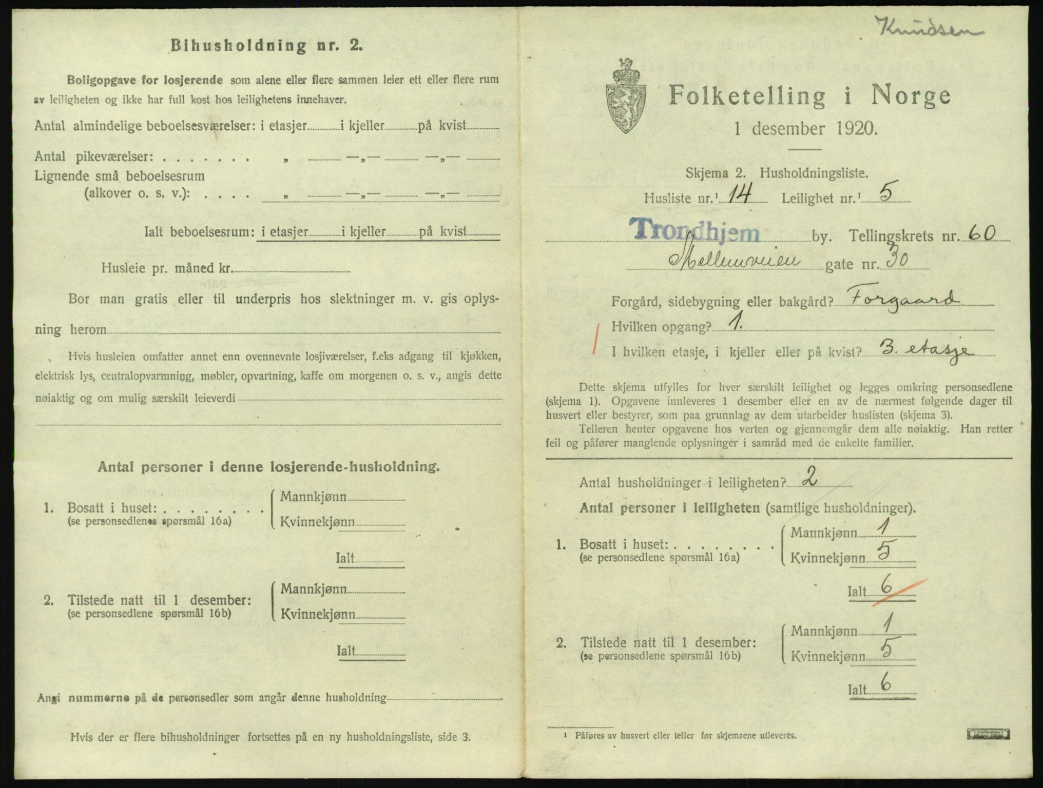 SAT, 1920 census for Trondheim, 1920, p. 27728