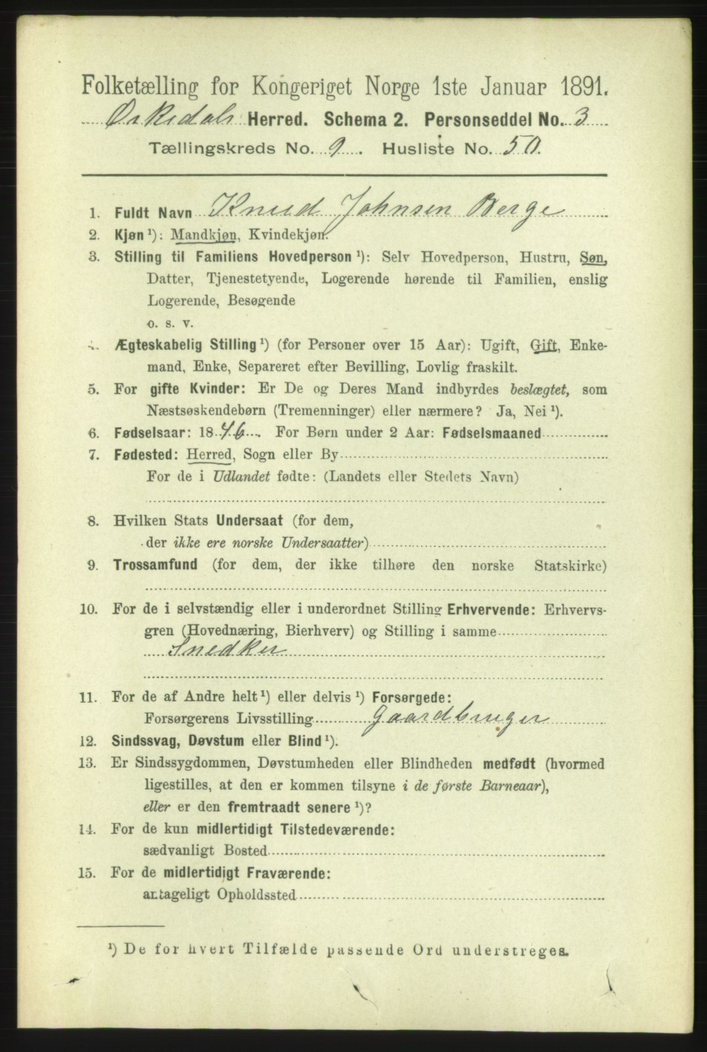 RA, 1891 census for 1638 Orkdal, 1891, p. 4537