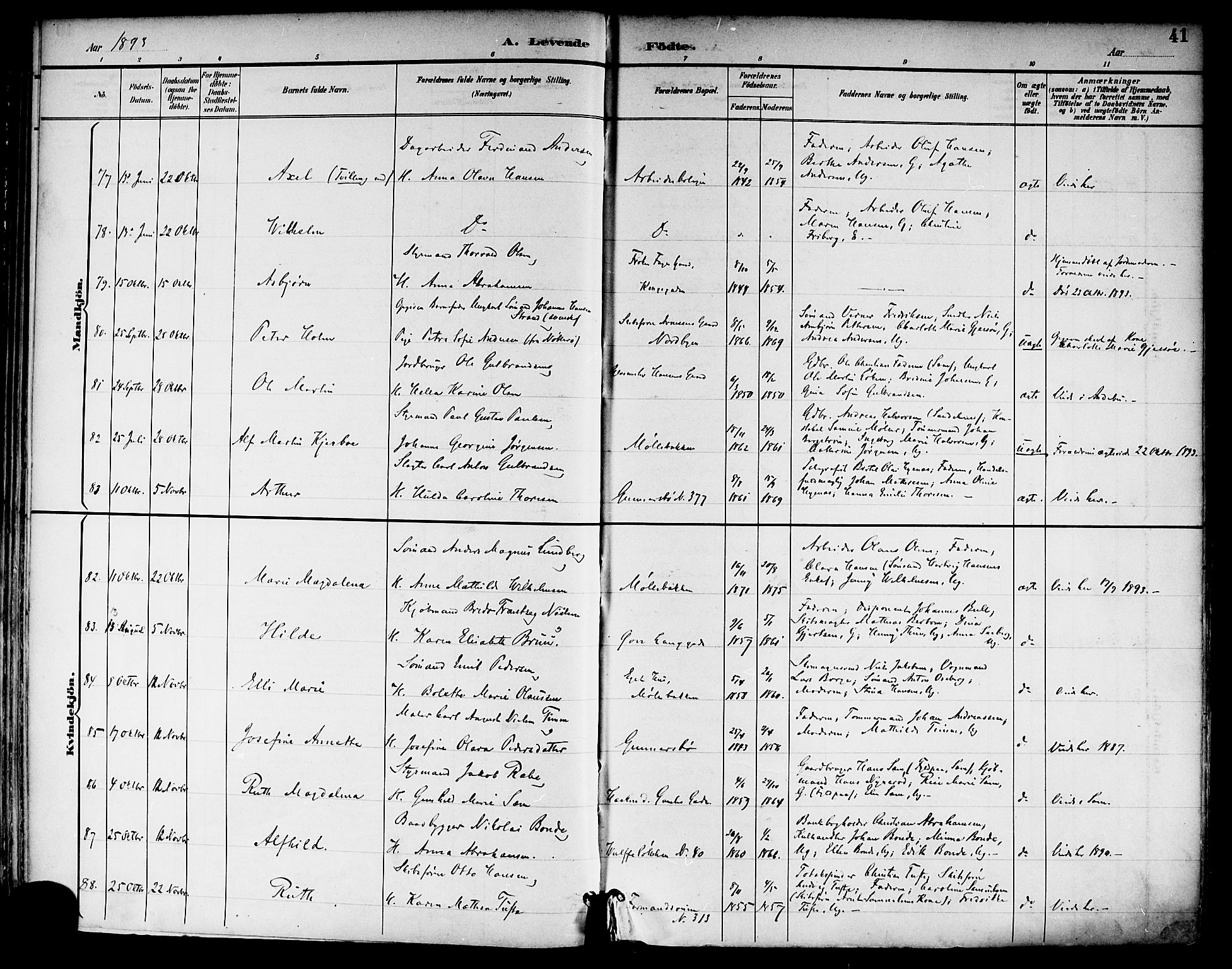 Tønsberg kirkebøker, SAKO/A-330/F/Fa/L0012: Parish register (official) no. I 12, 1891-1899, p. 41