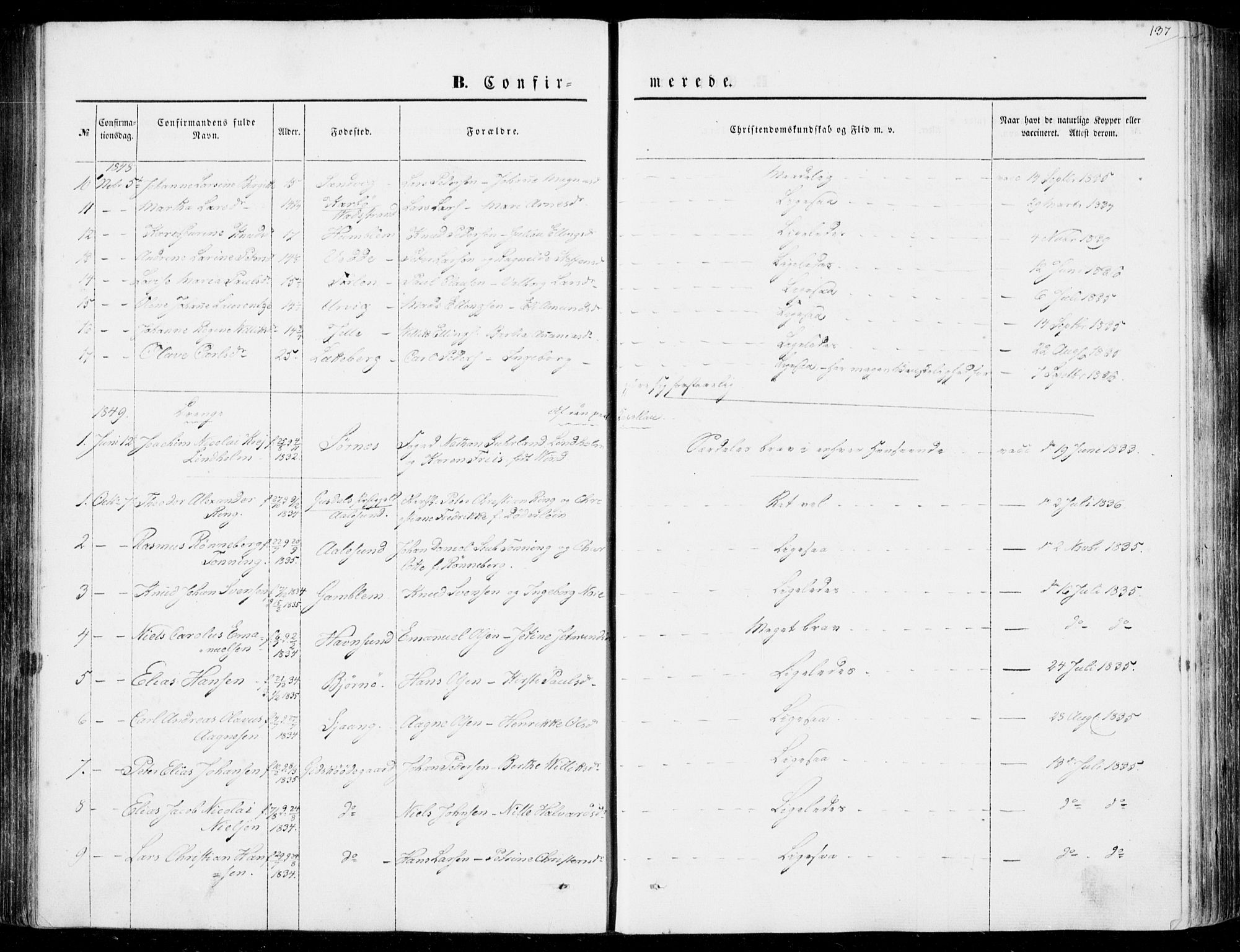 Ministerialprotokoller, klokkerbøker og fødselsregistre - Møre og Romsdal, AV/SAT-A-1454/528/L0397: Parish register (official) no. 528A08, 1848-1858, p. 137