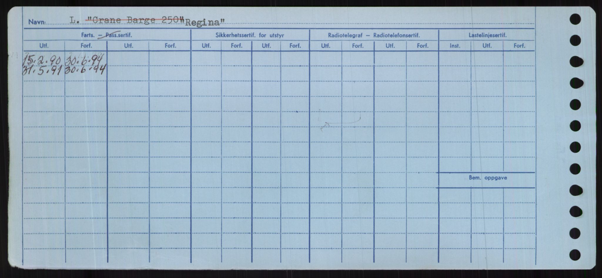 Sjøfartsdirektoratet med forløpere, Skipsmålingen, RA/S-1627/H/Hc/L0001: Lektere, A-Y, p. 362