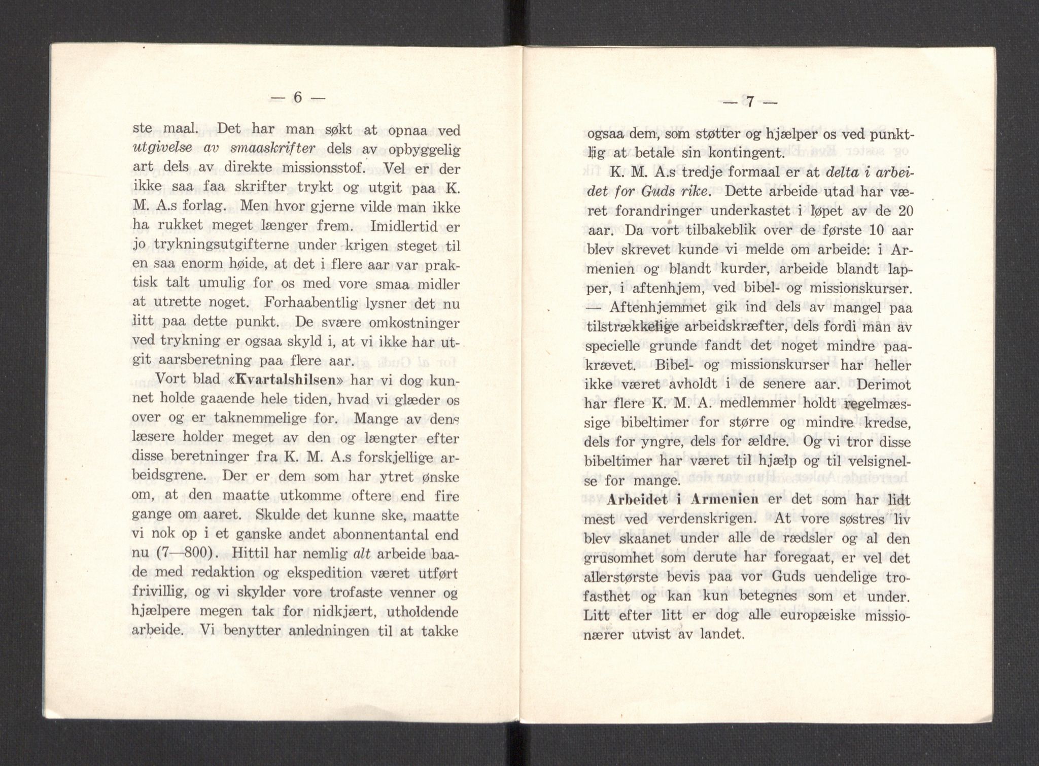 Kvinnelige Misjonsarbeidere, AV/RA-PA-0699/F/Fa/L0001/0008: -- / Trykte beretninger. 10-, 20, 25, og 30-årsjubileum, 1902-1932