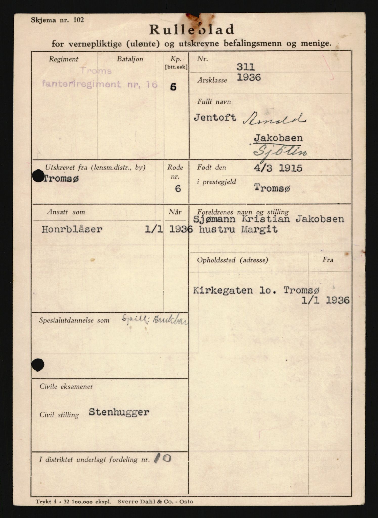 Forsvaret, Troms infanteriregiment nr. 16, AV/RA-RAFA-3146/P/Pa/L0020: Rulleblad for regimentets menige mannskaper, årsklasse 1936, 1936, p. 1207