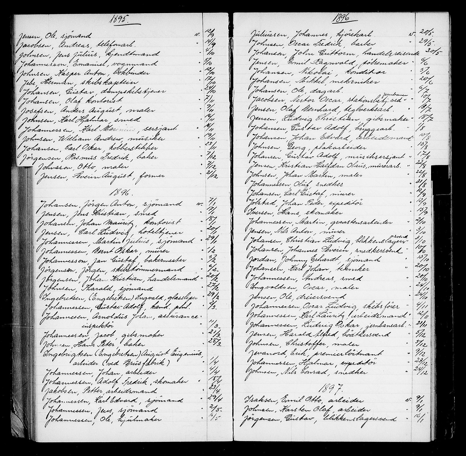 Oslo byfogd avd. I, AV/SAO-A-10220/L/La/L0001: Register - Vigsler og testamenter, 1886-1910, p. 55