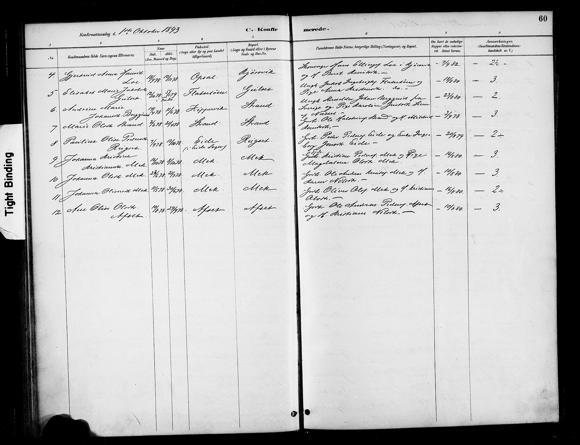 Ministerialprotokoller, klokkerbøker og fødselsregistre - Møre og Romsdal, AV/SAT-A-1454/568/L0809: Parish register (official) no. 568A13, 1884-1900, p. 60