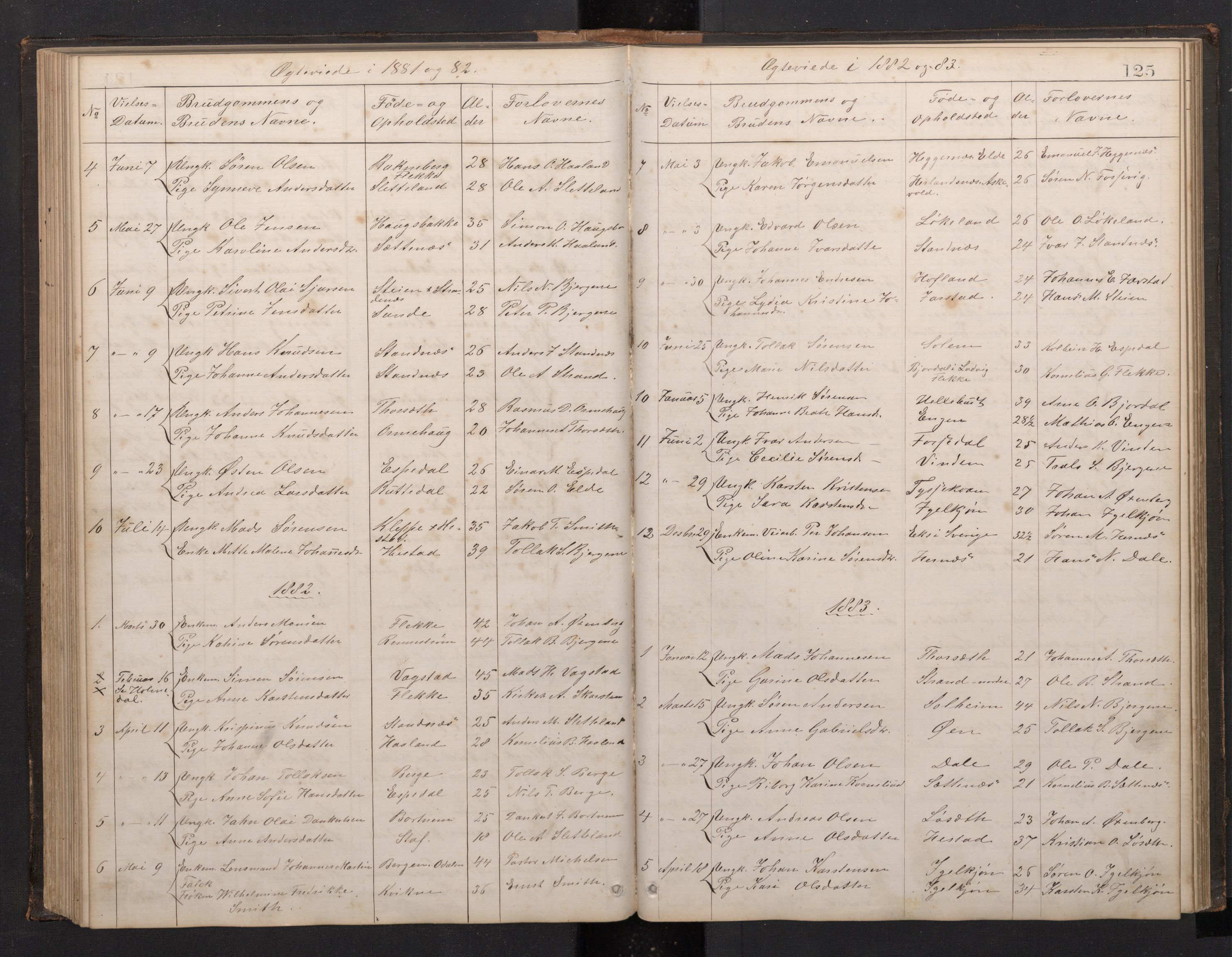 Fjaler sokneprestembete, AV/SAB-A-79801/H/Hab/Habc/L0002: Parish register (copy) no. C 2, 1879-1893, p. 124b-125a