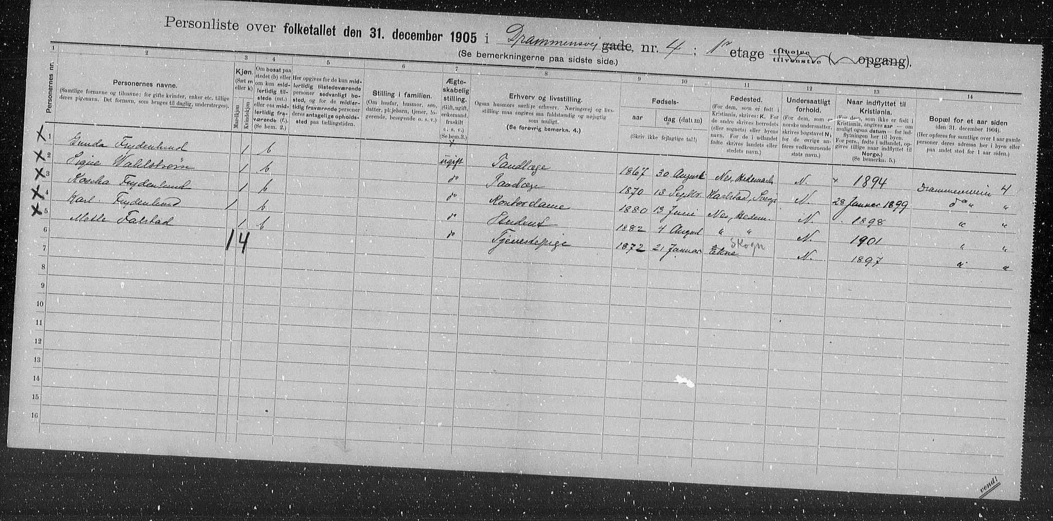 OBA, Municipal Census 1905 for Kristiania, 1905, p. 8426