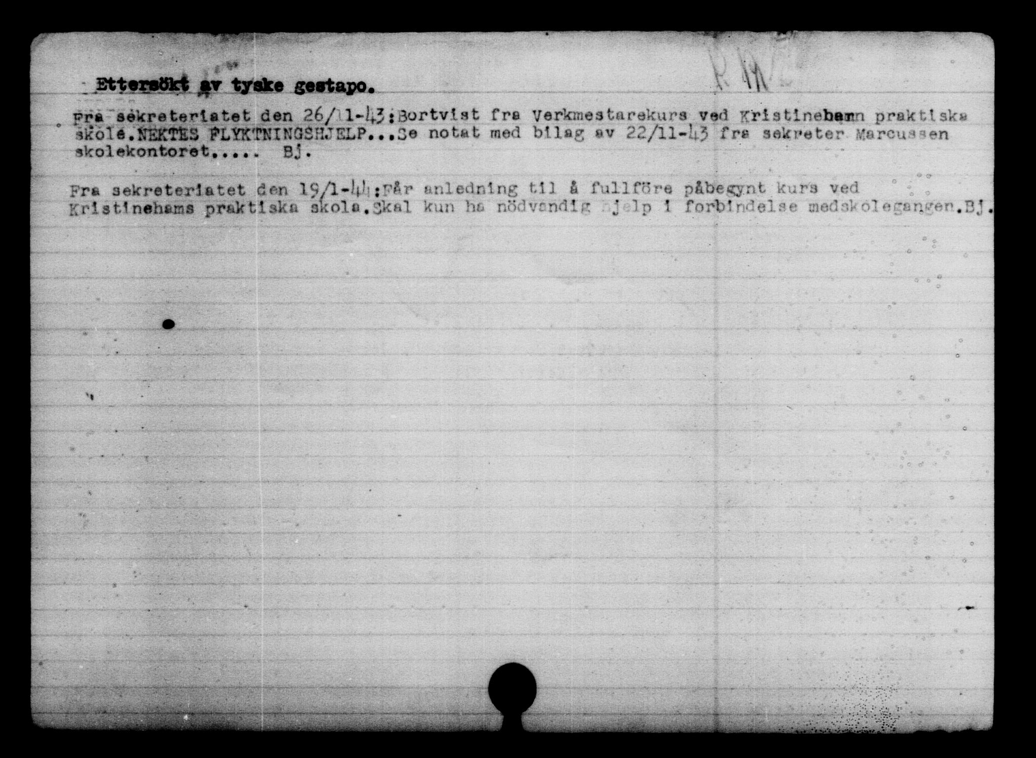 Utenriksstasjonene, Legasjonen i Stockholm, Flyktningkontoret, AV/RA-S-6753/V/Va/L0004: Kjesäterkartoteket, flyktninger med registreringsnr. 3496-6610, 1940-1945, p. 3197