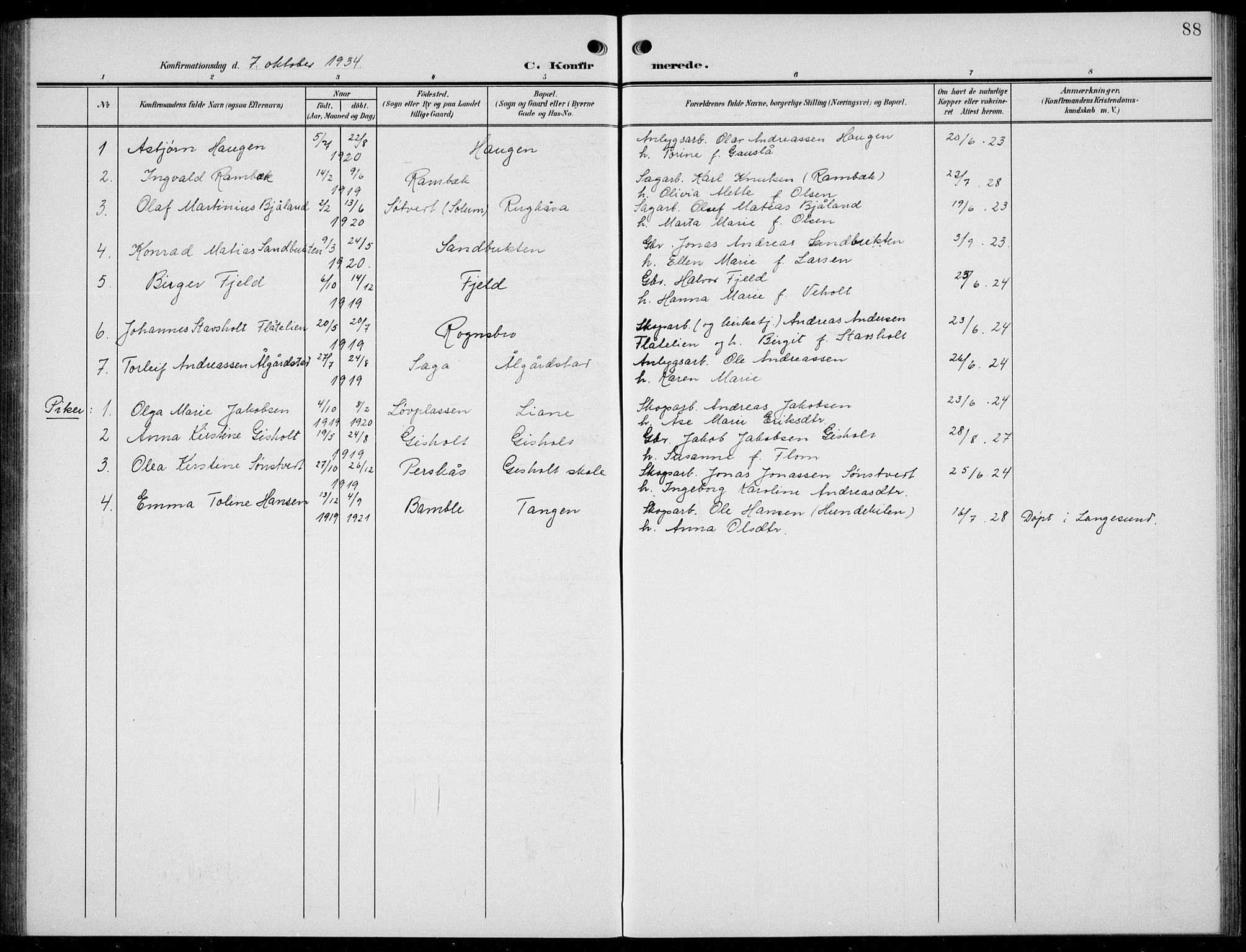 Solum kirkebøker, AV/SAKO-A-306/G/Gc/L0002: Parish register (copy) no. III 2, 1902-1934, p. 88