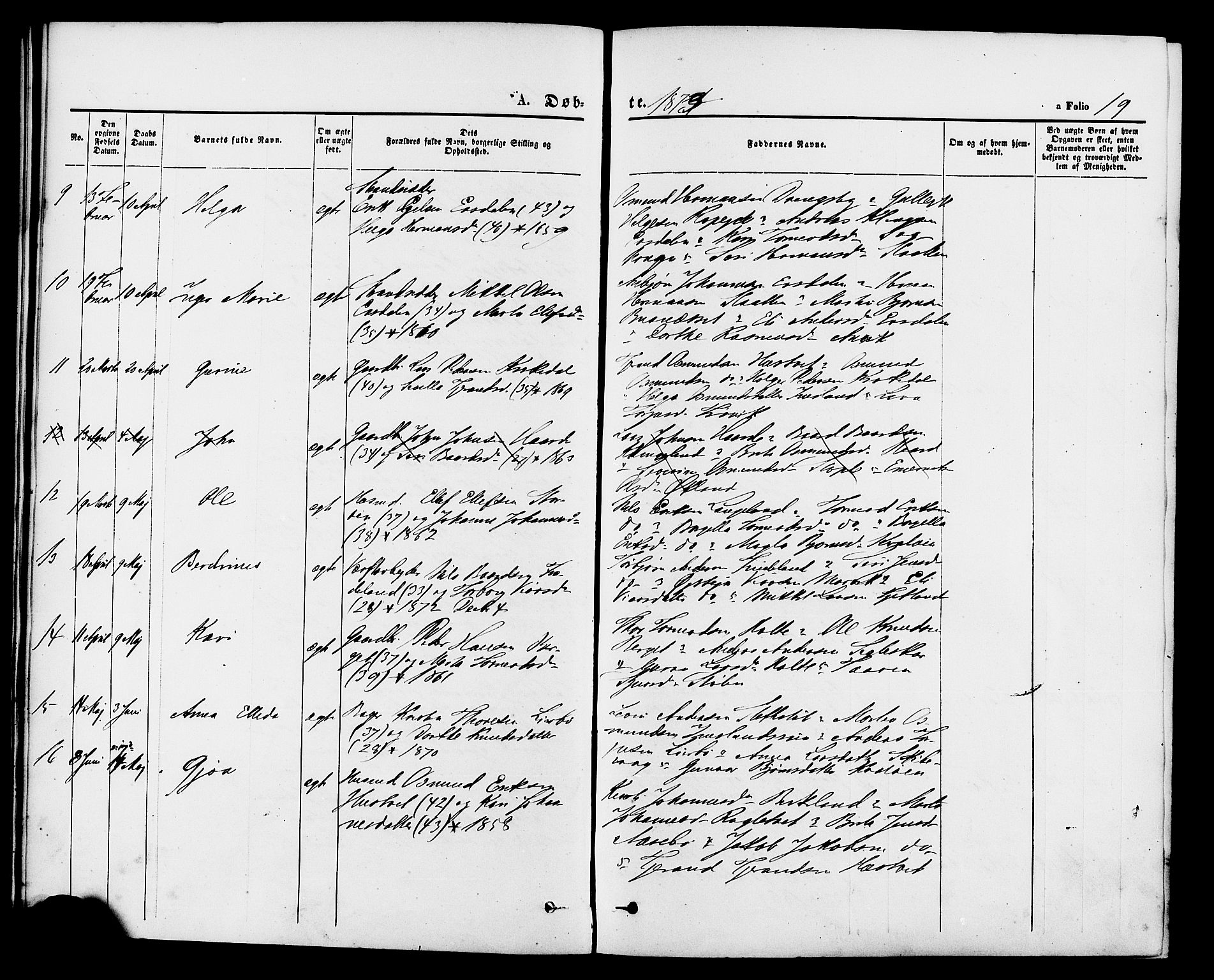 Vikedal sokneprestkontor, AV/SAST-A-101840/01/IV: Parish register (official) no. A 9, 1868-1885, p. 19