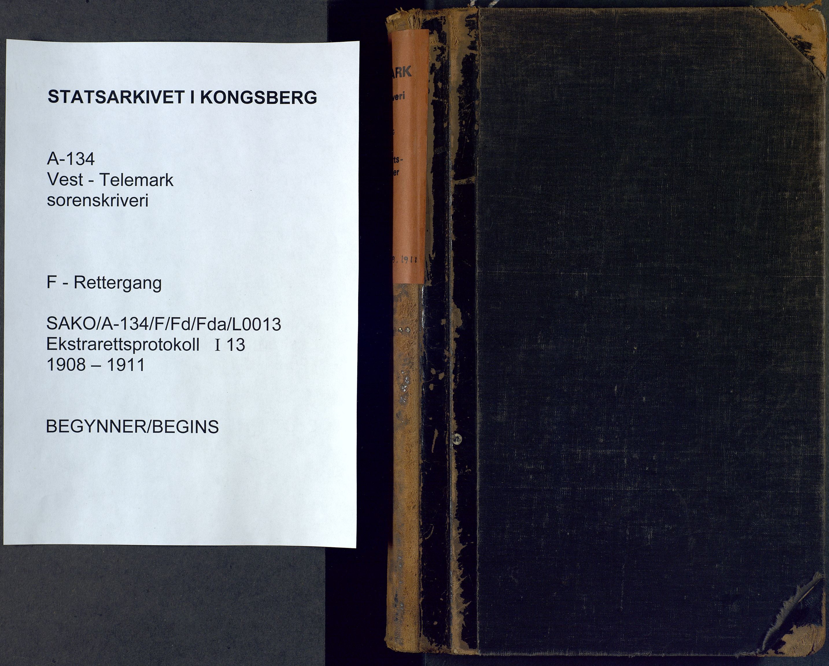 Vest-Telemark sorenskriveri, AV/SAKO-A-134/F/Fd/Fda/L0013: Ekstrarettsprotokoll, 1908-1911