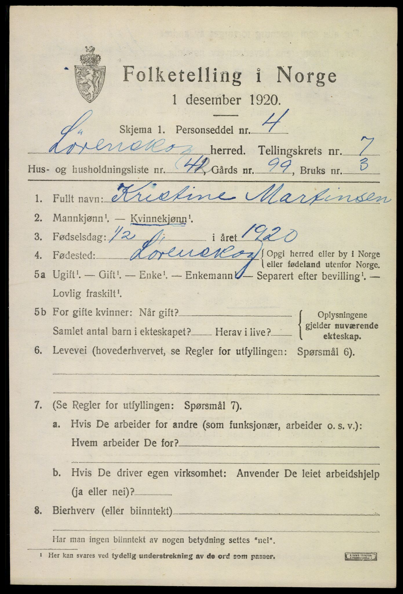 SAO, 1920 census for Lørenskog, 1920, p. 6270