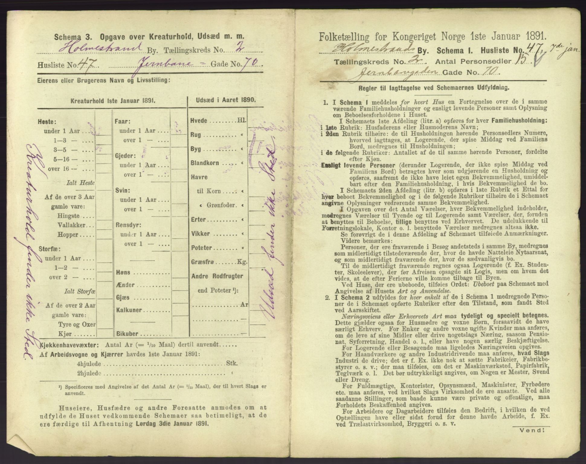 RA, 1891 census for 0702 Holmestrand, 1891, p. 220