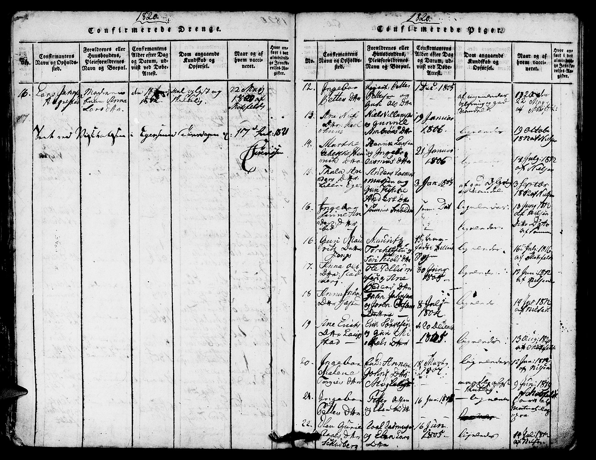 Eigersund sokneprestkontor, AV/SAST-A-101807/S08/L0007: Parish register (official) no. A 7, 1815-1827