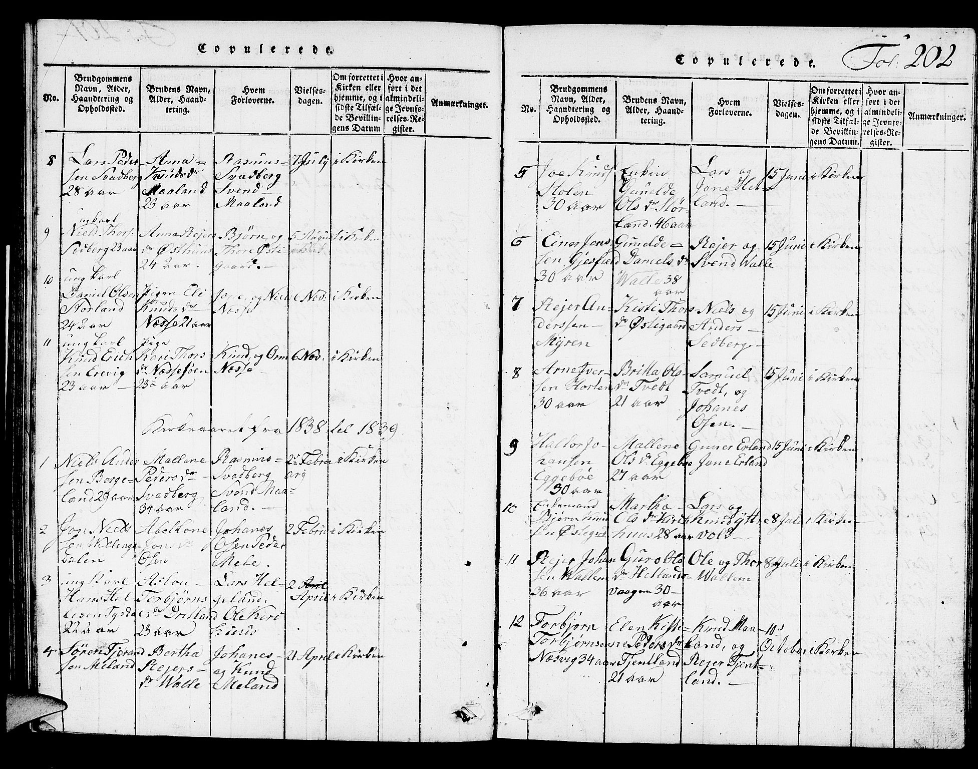 Hjelmeland sokneprestkontor, SAST/A-101843/01/V/L0002: Parish register (copy) no. B 2, 1816-1841, p. 202