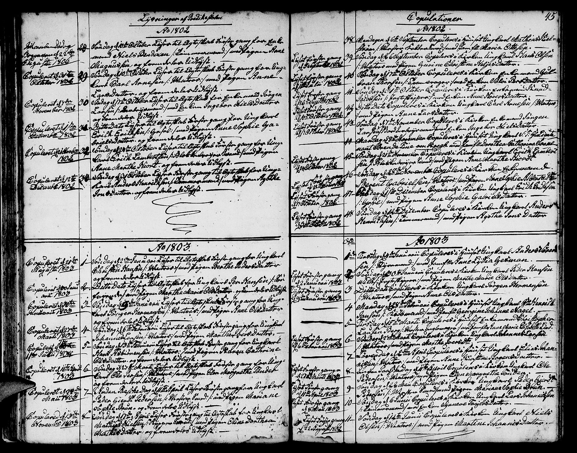 Nykirken Sokneprestembete, SAB/A-77101/H/Hab: Parish register (copy) no. A 2, 1782-1847, p. 45