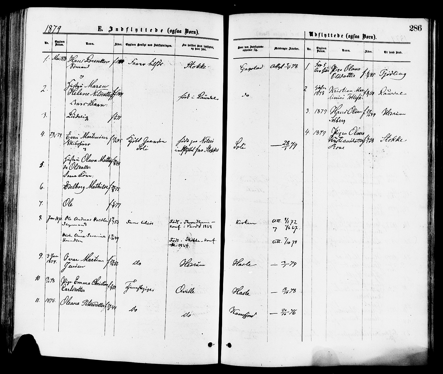 Sandar kirkebøker, SAKO/A-243/F/Fa/L0011: Parish register (official) no. 11, 1872-1882, p. 286