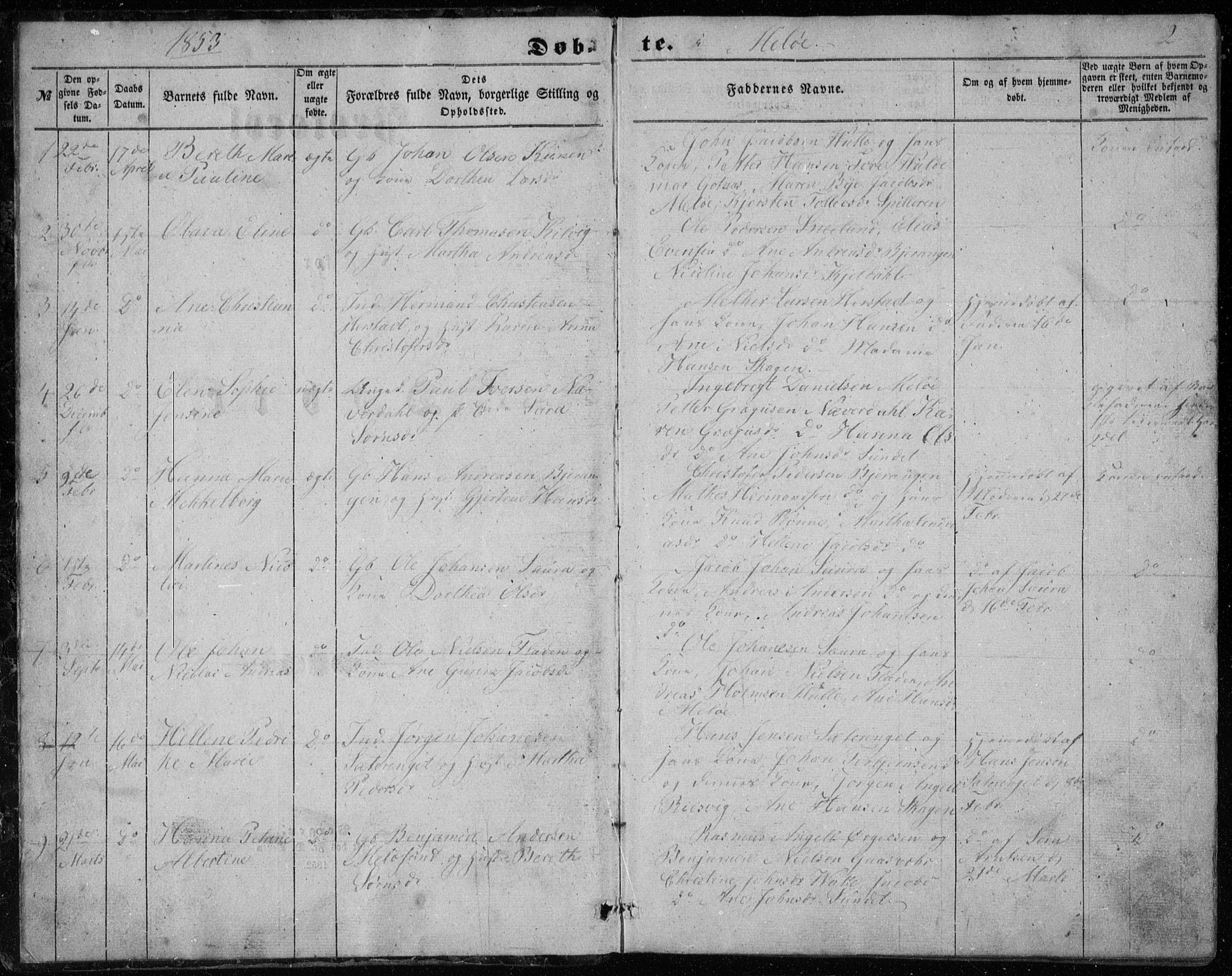 Ministerialprotokoller, klokkerbøker og fødselsregistre - Nordland, SAT/A-1459/843/L0633: Parish register (copy) no. 843C02, 1853-1873, p. 2