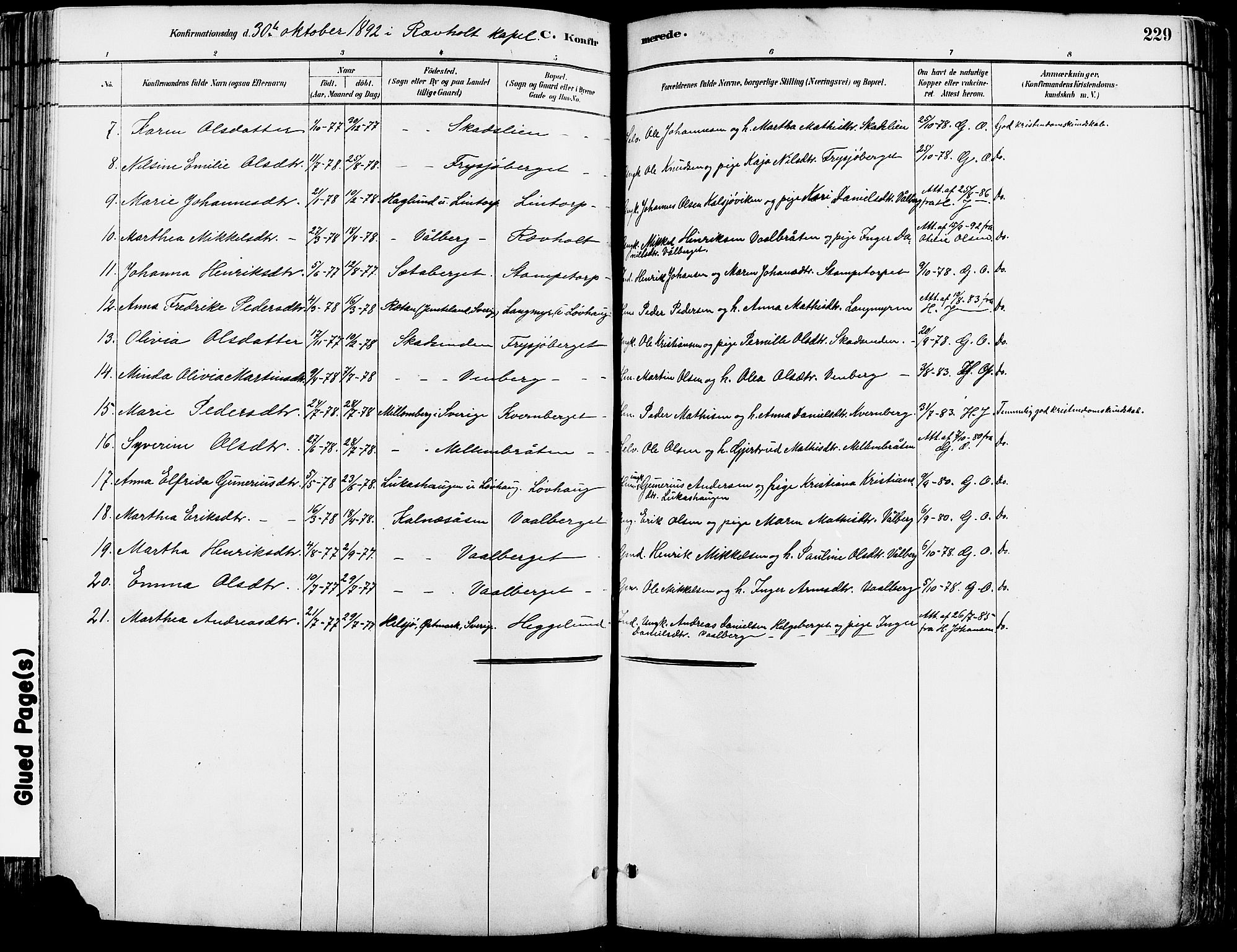 Grue prestekontor, AV/SAH-PREST-036/H/Ha/Haa/L0012: Parish register (official) no. 12, 1881-1897, p. 229