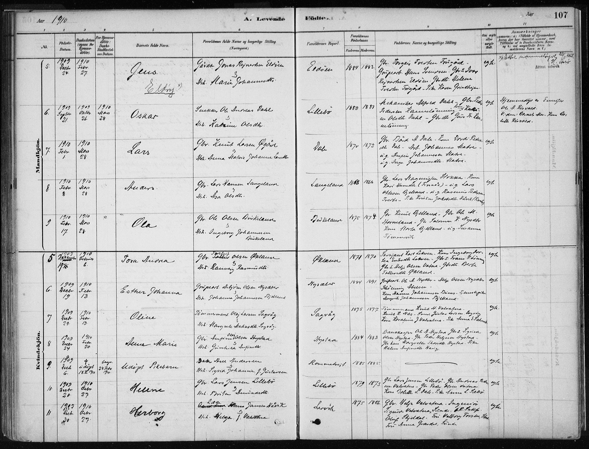 Stord sokneprestembete, SAB/A-78201/H/Haa: Parish register (official) no. B 2, 1878-1913, p. 107