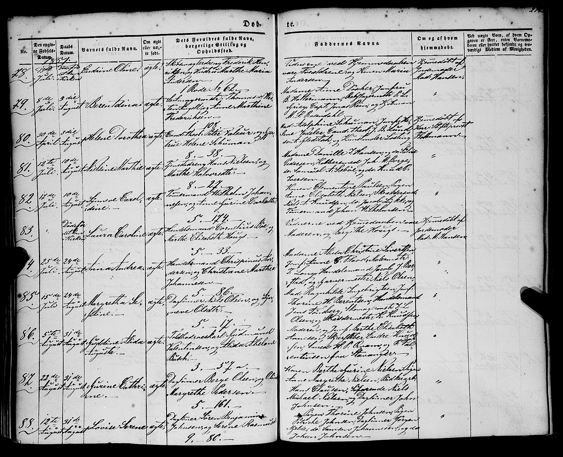 Nykirken Sokneprestembete, AV/SAB-A-77101/H/Haa/L0014: Parish register (official) no. B 1, 1844-1858, p. 214