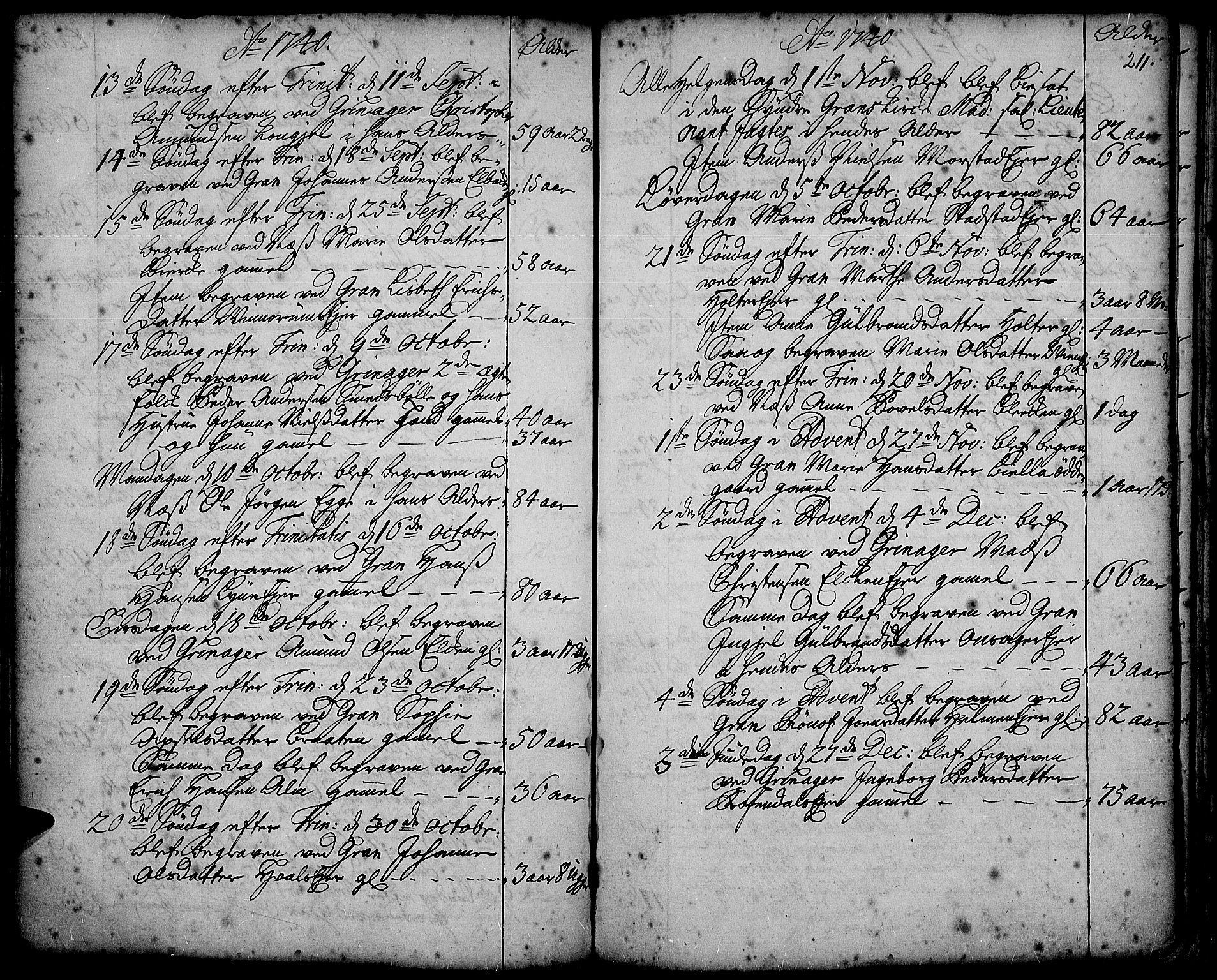 Gran prestekontor, AV/SAH-PREST-112/H/Ha/Haa/L0002: Parish register (official) no. 2, 1732-1744, p. 211