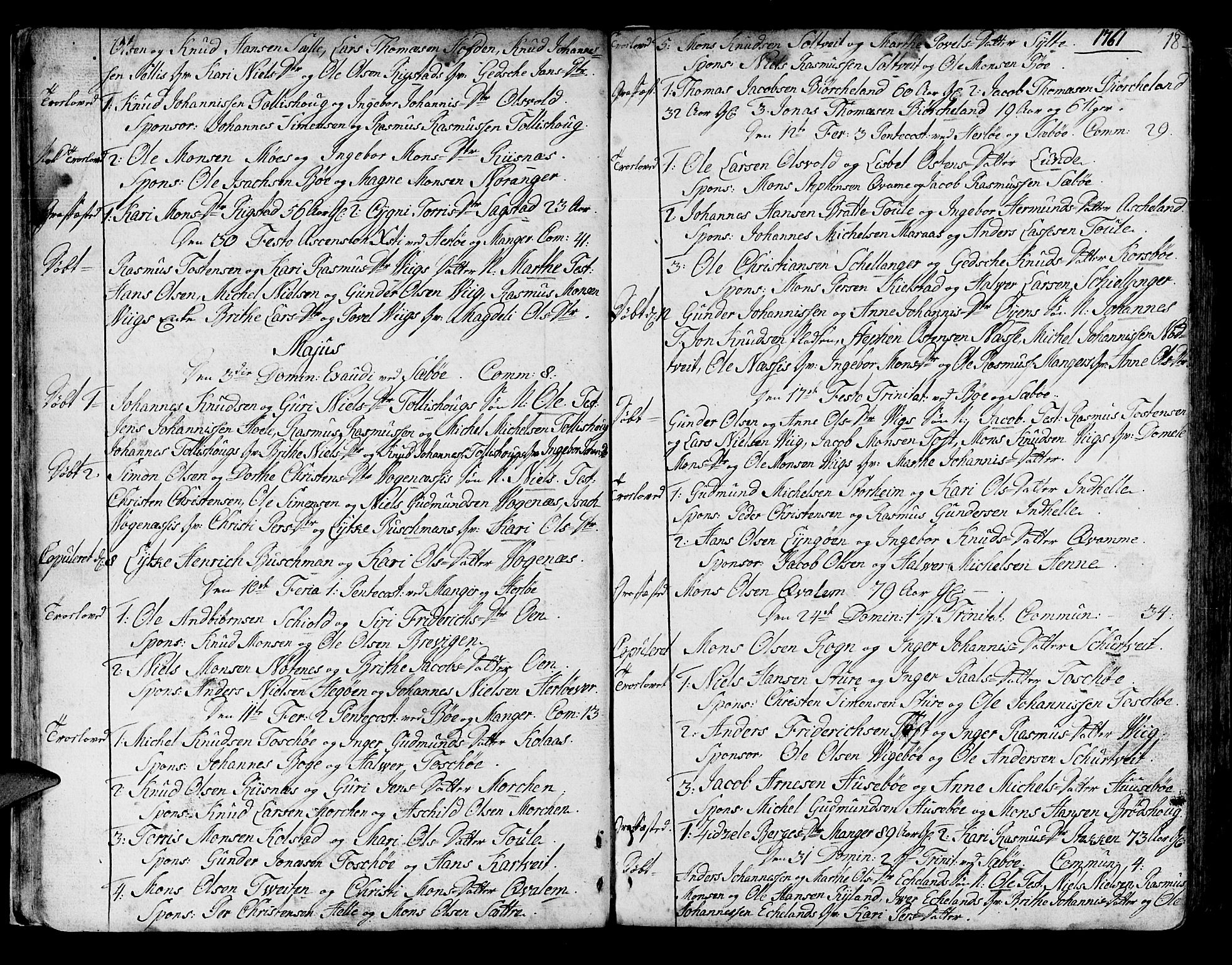 Manger sokneprestembete, SAB/A-76801/H/Haa: Parish register (official) no. A 1, 1759-1791, p. 18