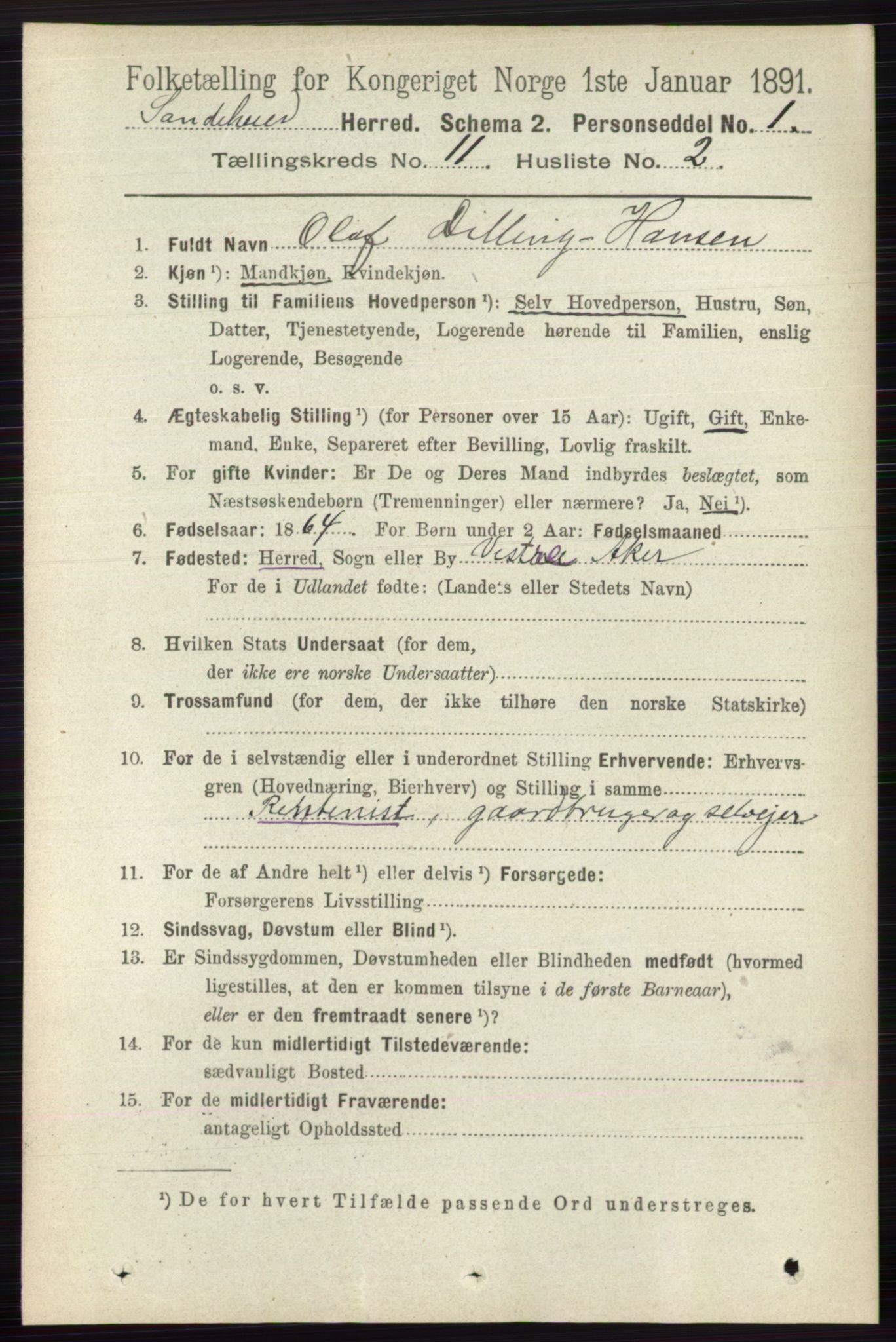 RA, 1891 census for 0724 Sandeherred, 1891, p. 6724