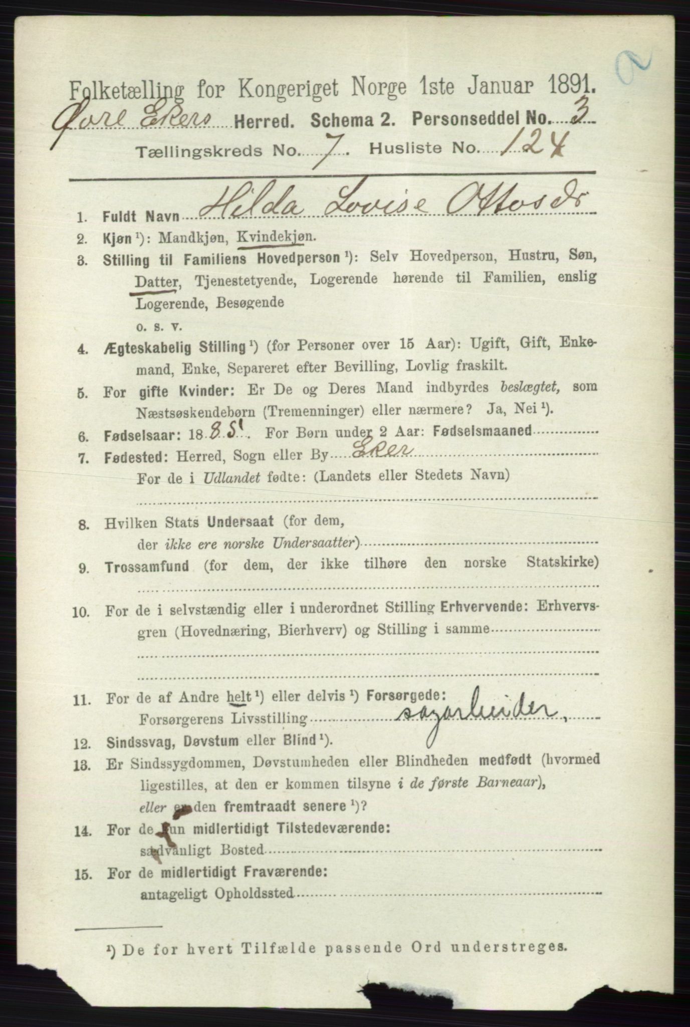 RA, 1891 census for 0624 Øvre Eiker, 1891, p. 3161