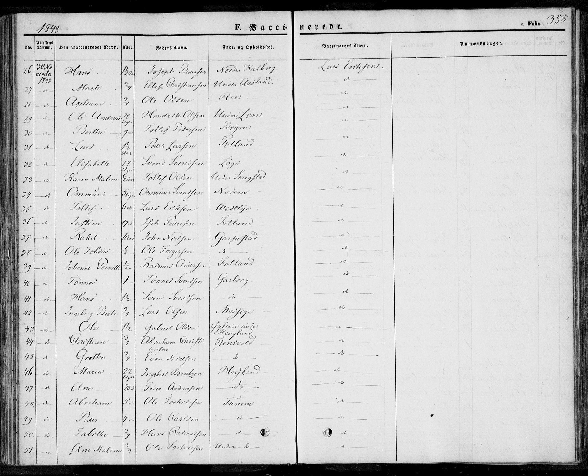 Lye sokneprestkontor, AV/SAST-A-101794/001/30BA/L0006: Parish register (official) no. A 5.2, 1842-1855, p. 358