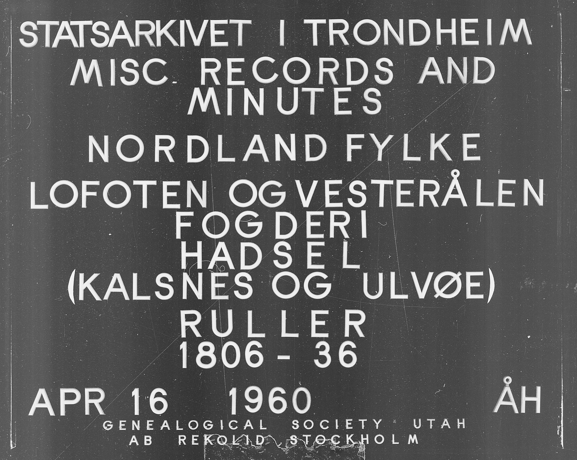 Fylkesmannen i Nordland, SAT/A-0499/1.1/R/Ra/L0028: Innrulleringsmanntall for Hadsel (Kalsnes og Ulvøe fjerdinger), 1806-1836, p. 1