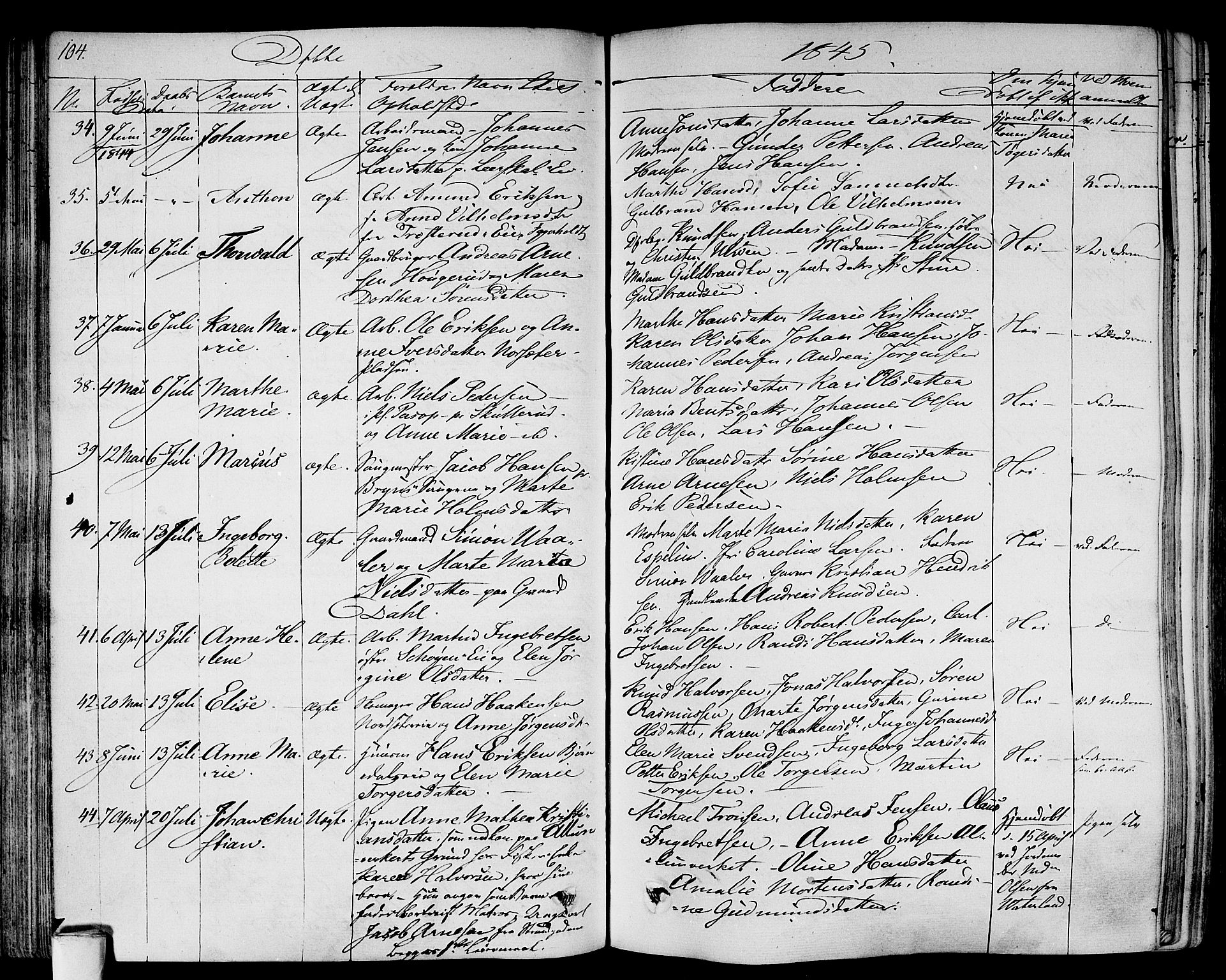 Gamlebyen prestekontor Kirkebøker, AV/SAO-A-10884/F/Fa/L0003: Parish register (official) no. 3, 1829-1849, p. 104