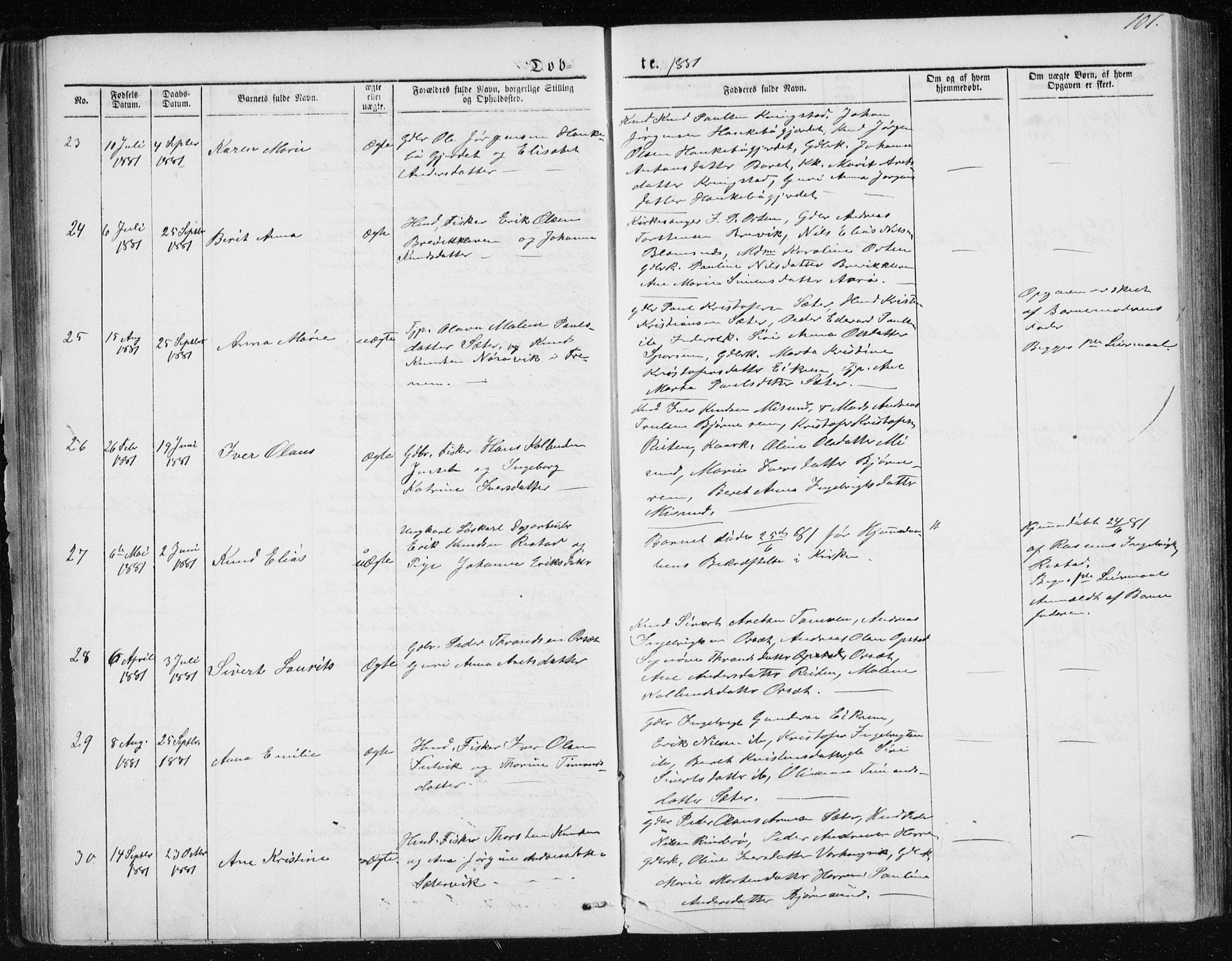 Ministerialprotokoller, klokkerbøker og fødselsregistre - Møre og Romsdal, AV/SAT-A-1454/560/L0724: Parish register (copy) no. 560C01, 1867-1892, p. 101