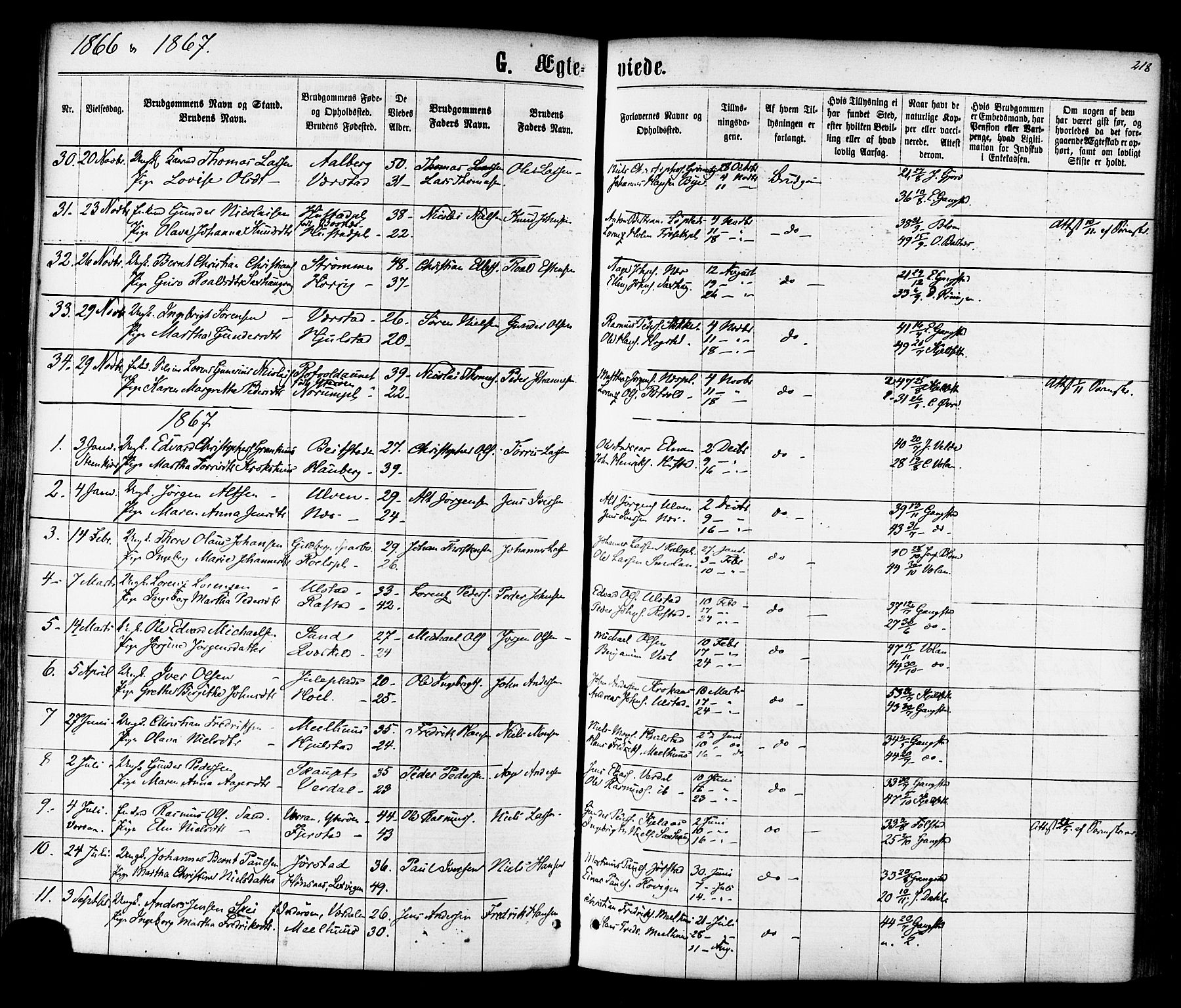 Ministerialprotokoller, klokkerbøker og fødselsregistre - Nord-Trøndelag, SAT/A-1458/730/L0284: Parish register (official) no. 730A09, 1866-1878, p. 218
