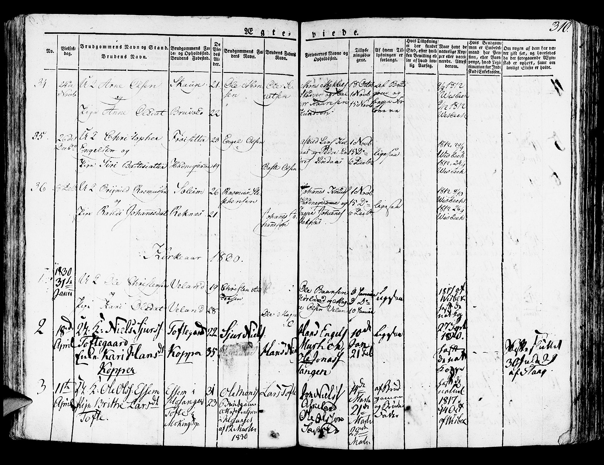 Lindås Sokneprestembete, SAB/A-76701/H/Haa: Parish register (official) no. A 8, 1823-1836, p. 310
