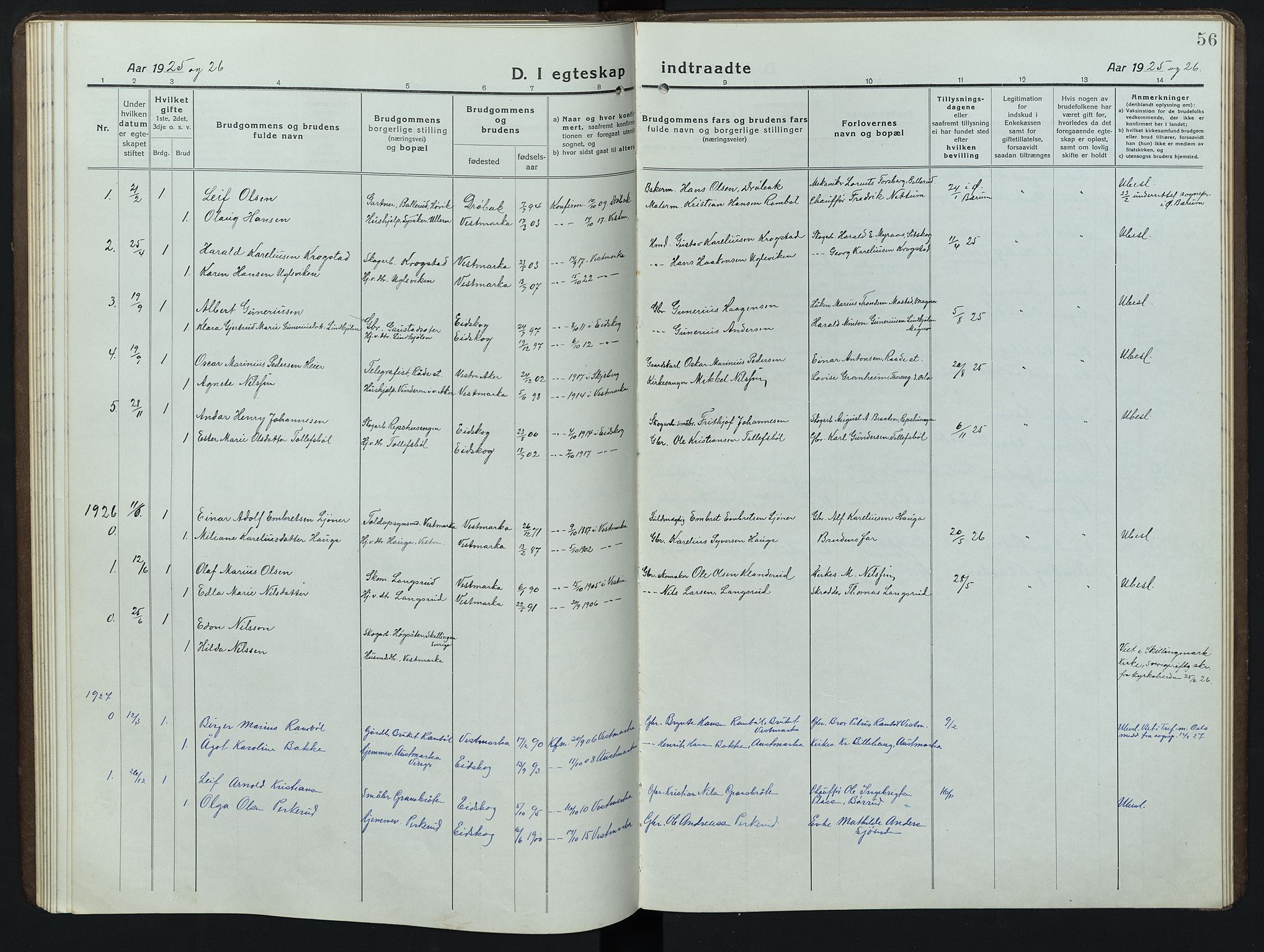 Eidskog prestekontor, AV/SAH-PREST-026/H/Ha/Hab/L0006: Parish register (copy) no. 6, 1917-1952, p. 56