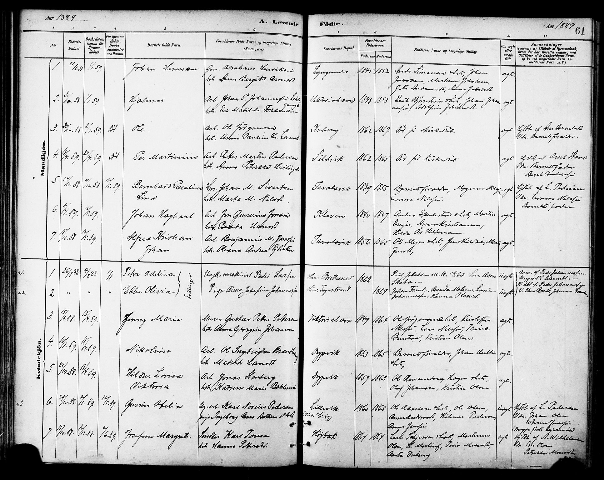 Ministerialprotokoller, klokkerbøker og fødselsregistre - Nordland, AV/SAT-A-1459/866/L0938: Parish register (official) no. 866A01, 1879-1893, p. 61