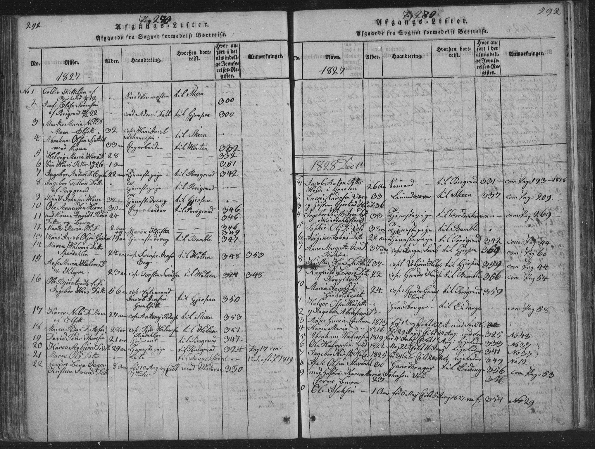 Solum kirkebøker, SAKO/A-306/F/Fa/L0004: Parish register (official) no. I 4, 1814-1833, p. 292