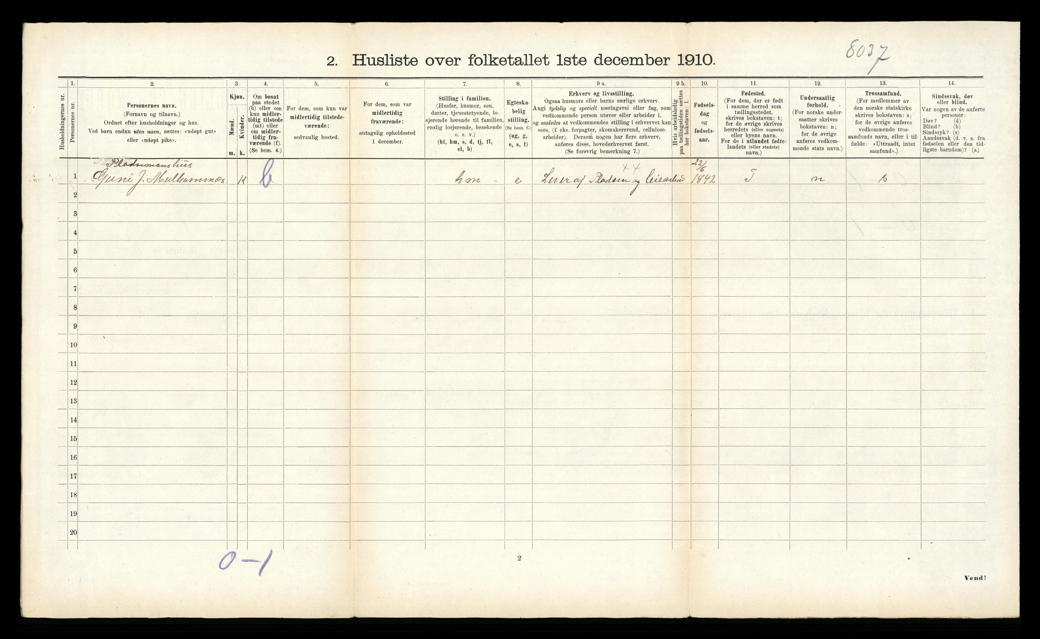 RA, 1910 census for Bremanger, 1910, p. 758