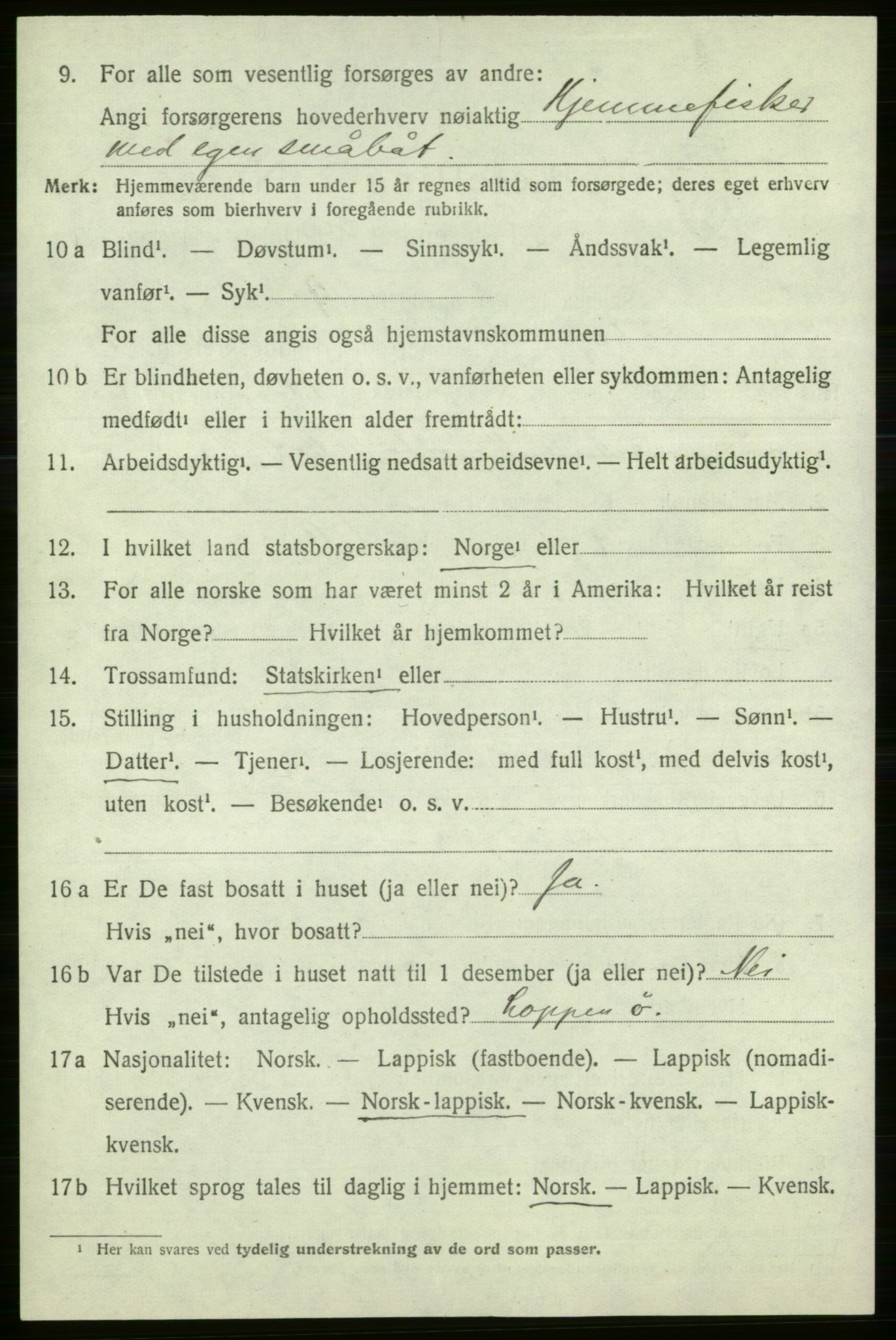 SATØ, 1920 census for Loppa, 1920, p. 1551