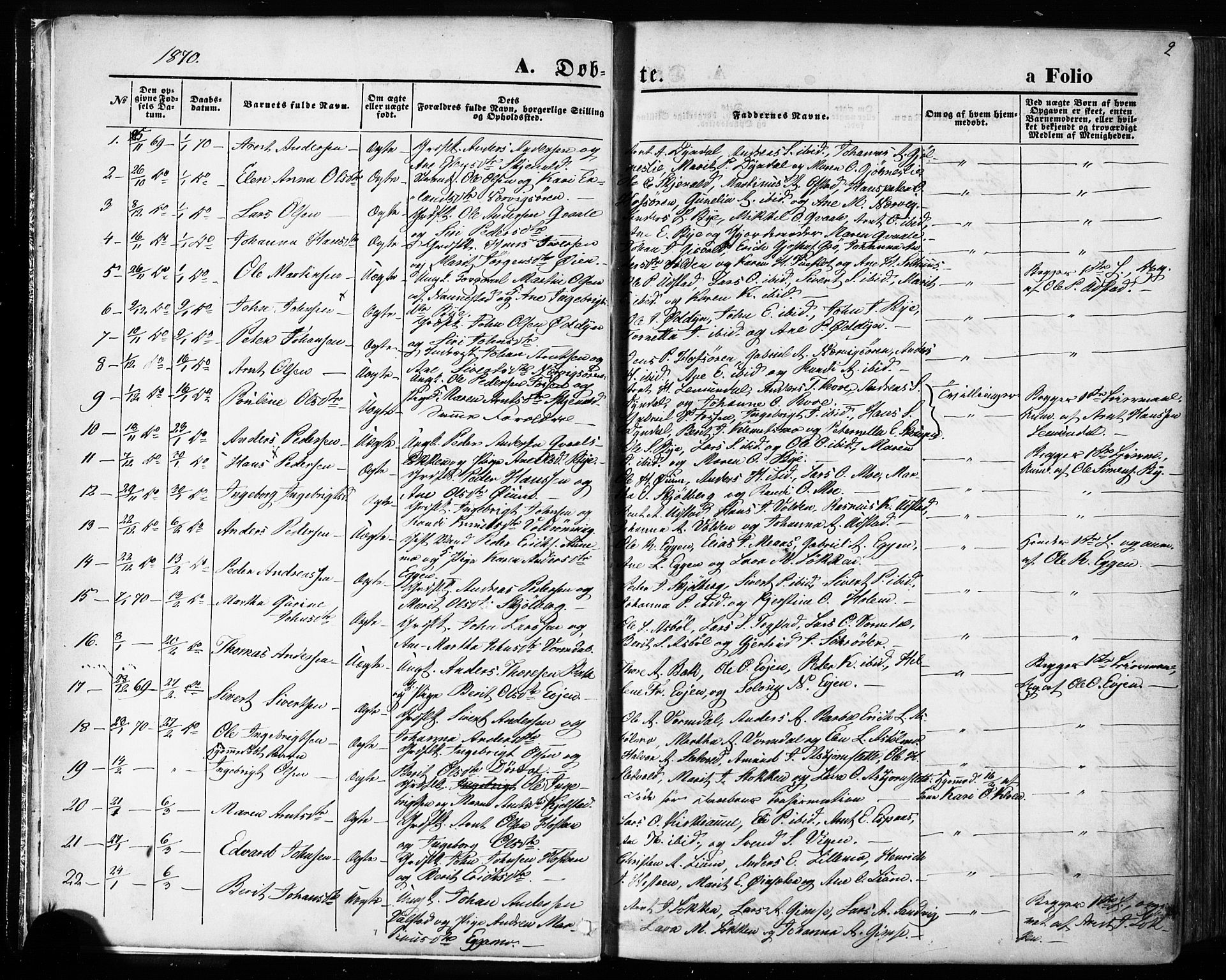 Ministerialprotokoller, klokkerbøker og fødselsregistre - Sør-Trøndelag, SAT/A-1456/668/L0807: Parish register (official) no. 668A07, 1870-1880, p. 2