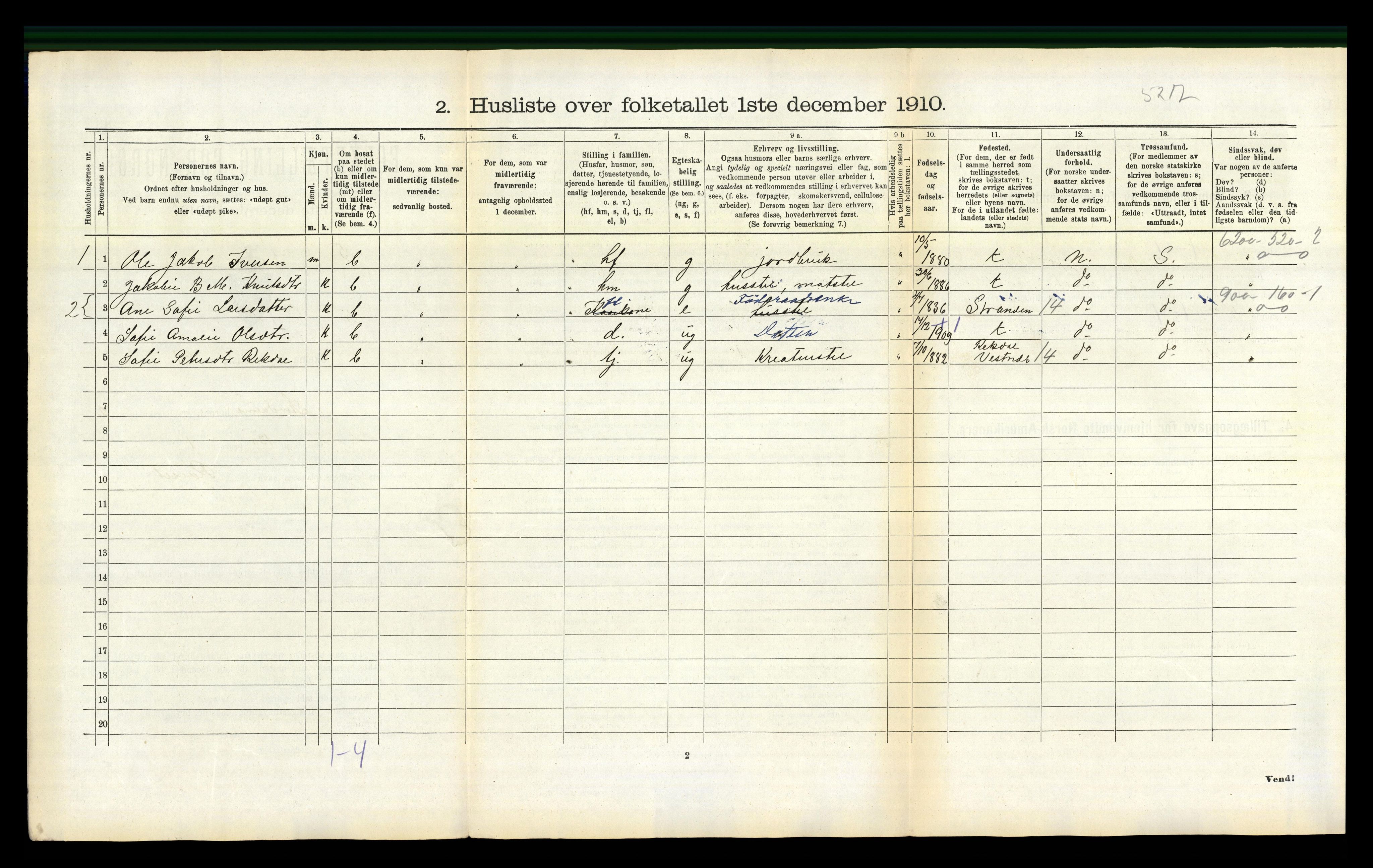 RA, 1910 census for Stordal, 1910, p. 219