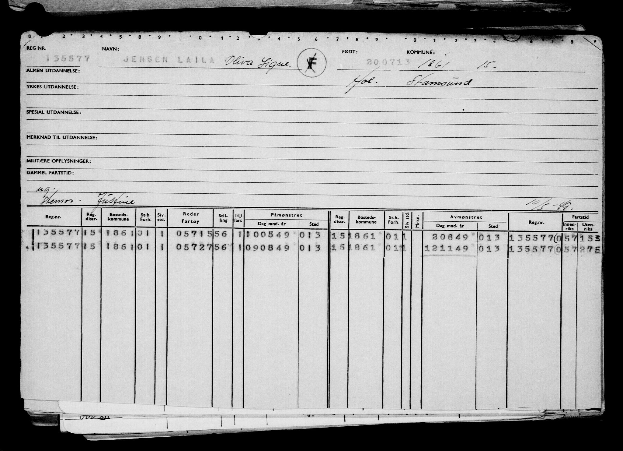 Direktoratet for sjømenn, AV/RA-S-3545/G/Gb/L0114: Hovedkort, 1913, p. 176