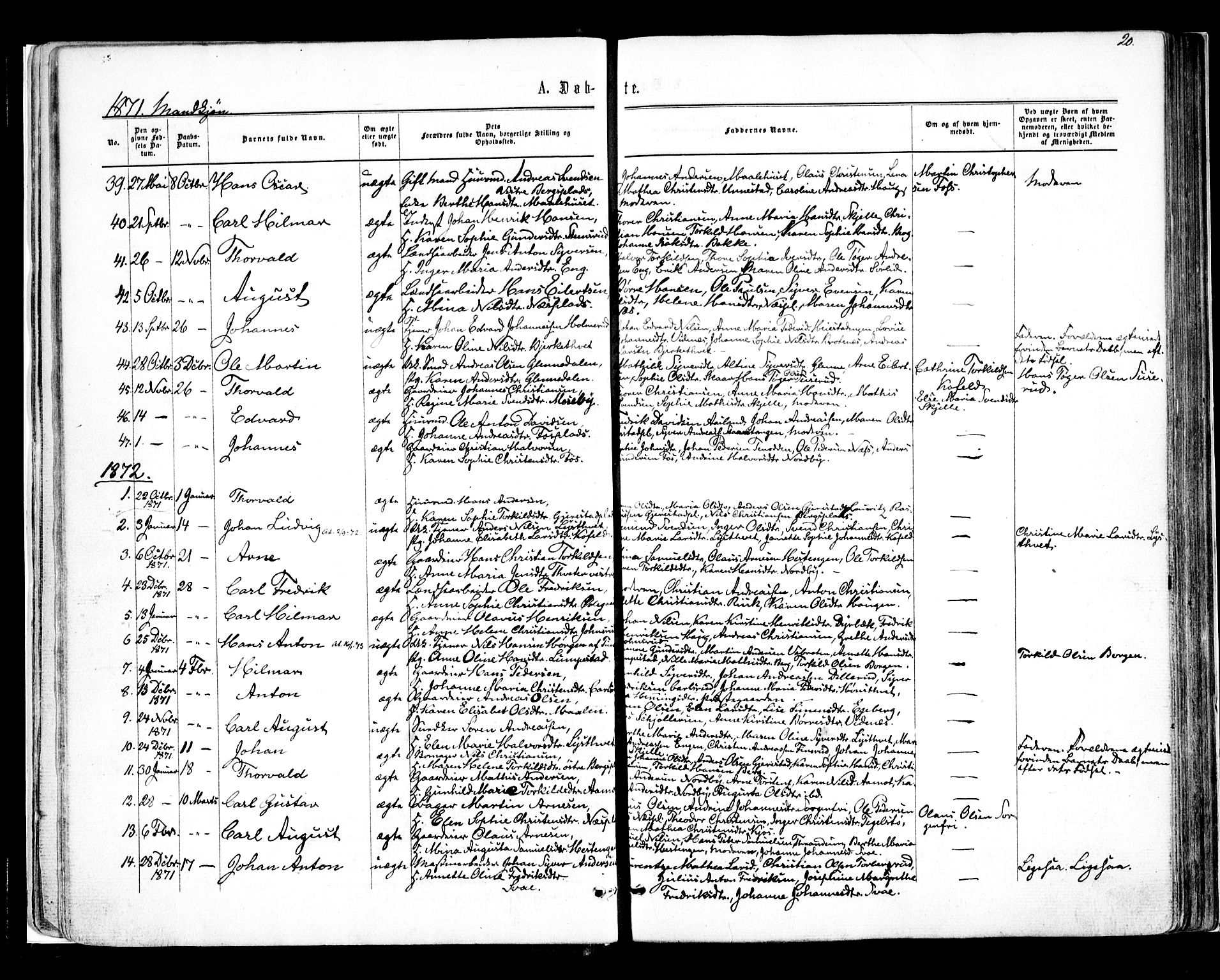 Skiptvet prestekontor Kirkebøker, AV/SAO-A-20009/F/Fa/L0008: Parish register (official) no. 8, 1867-1877, p. 20