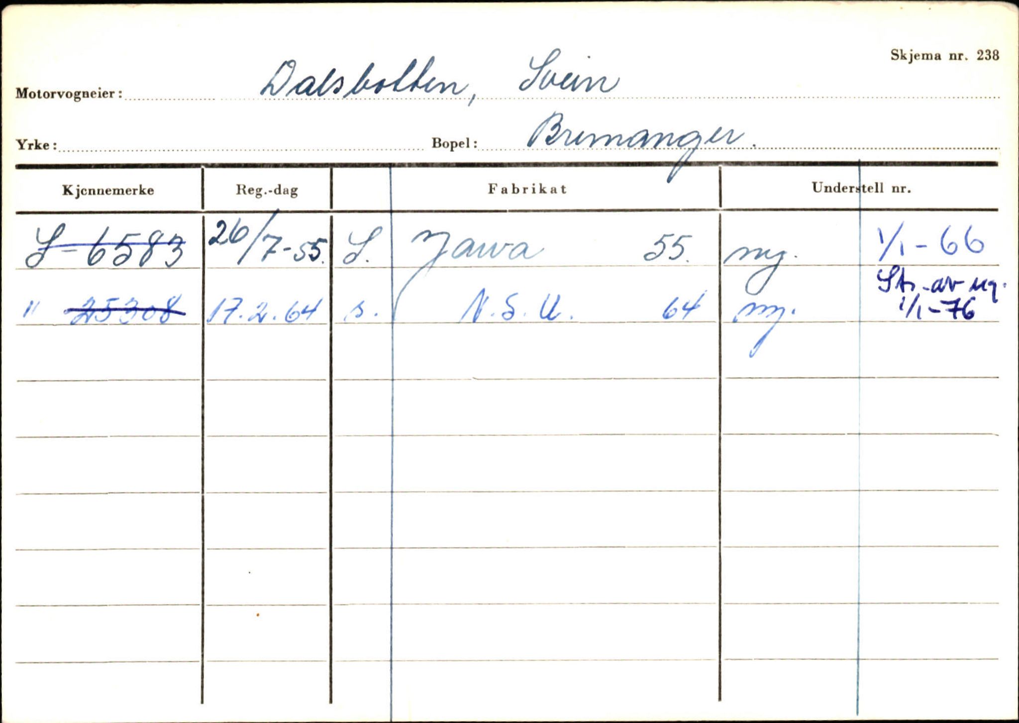 Statens vegvesen, Sogn og Fjordane vegkontor, SAB/A-5301/4/F/L0133: Eigarregister Bremanger A-Å. Gaular A-H, 1945-1975, p. 175