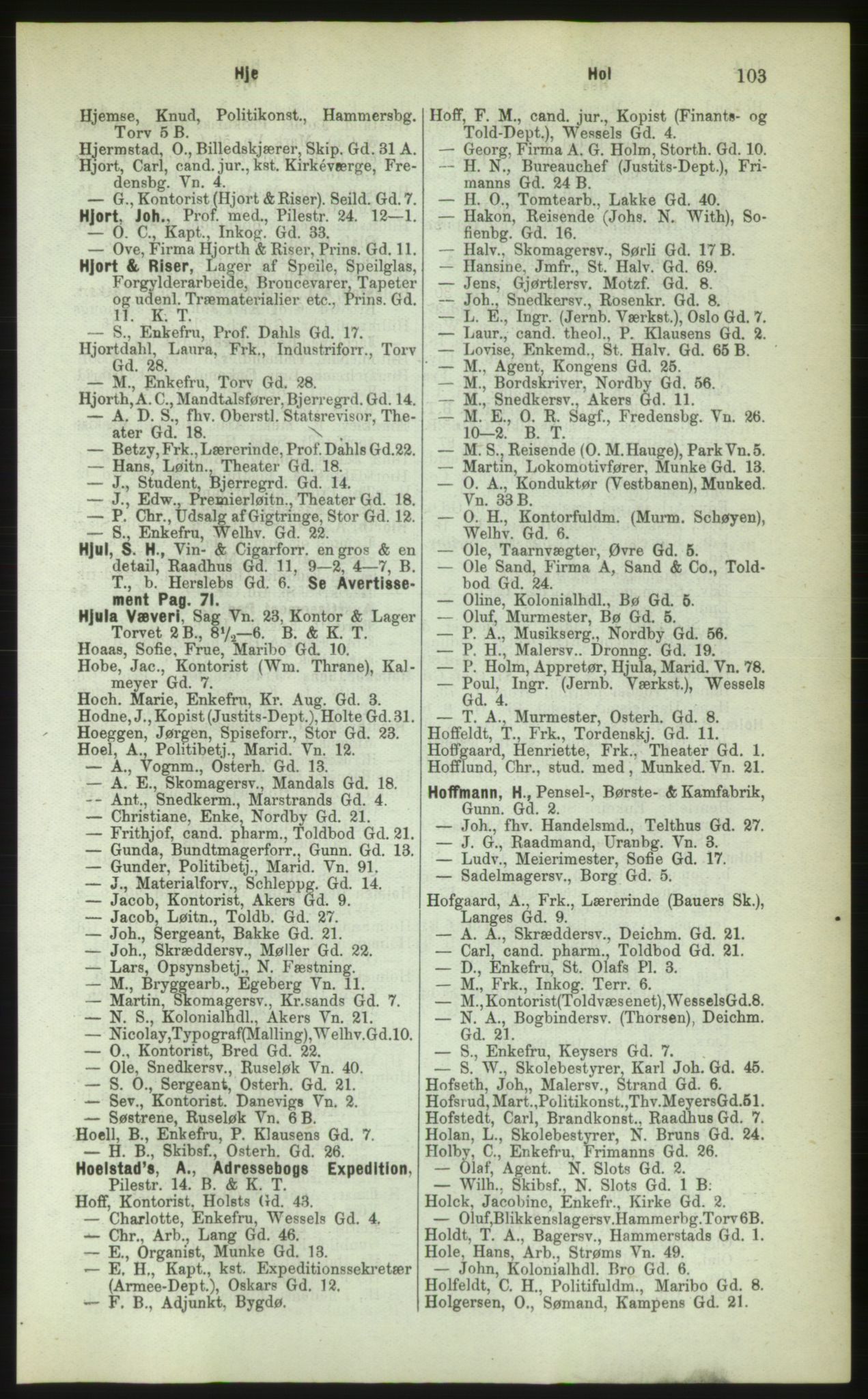 Kristiania/Oslo adressebok, PUBL/-, 1883, p. 103