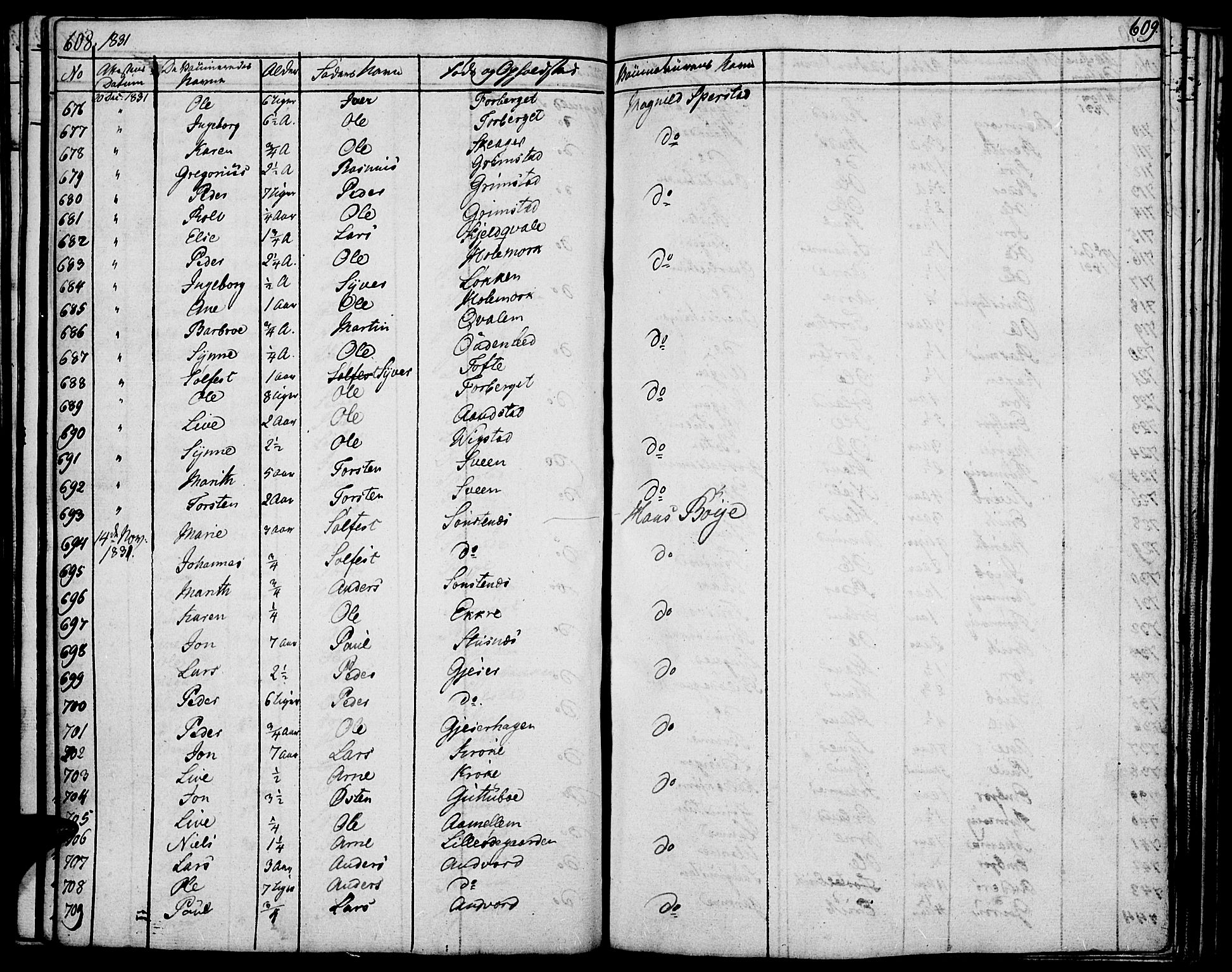 Lom prestekontor, AV/SAH-PREST-070/K/L0005: Parish register (official) no. 5, 1825-1837, p. 608-609